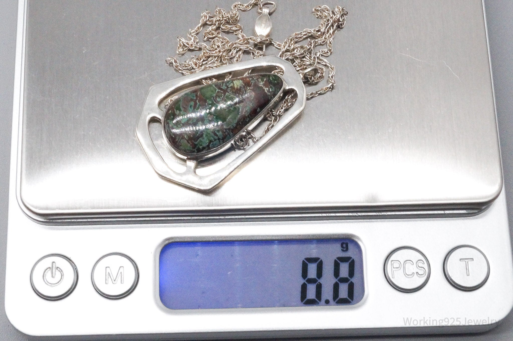 Antique Turquoise Sterling Silver Necklace 24"