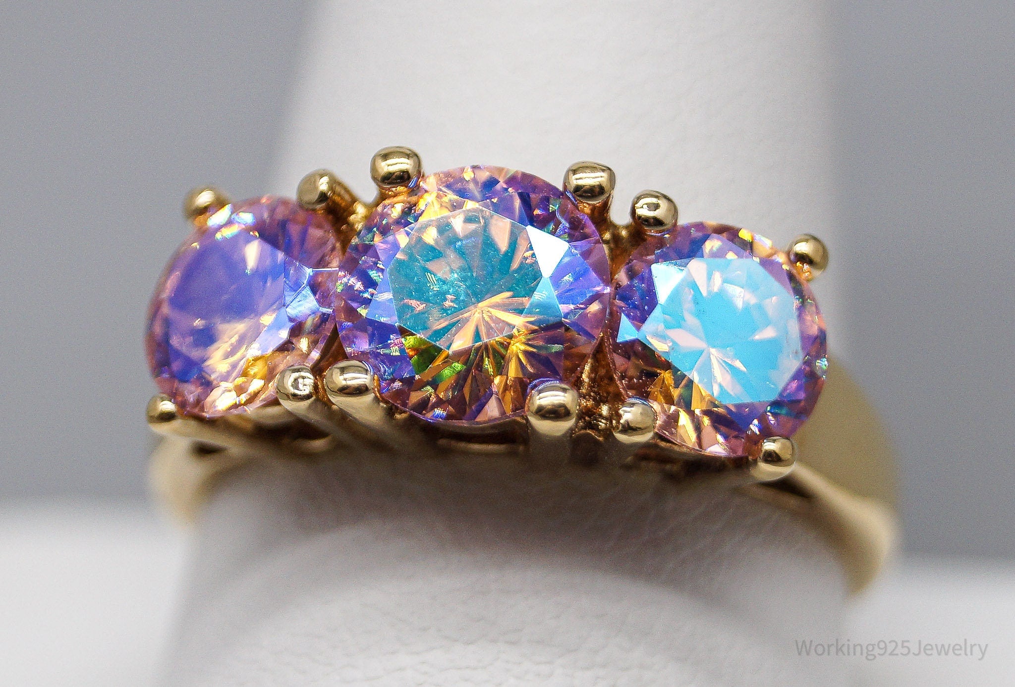 Vintage Designer Mystic Topaz Gold Vermeil Over Sterling Silver Ring Size 10.5