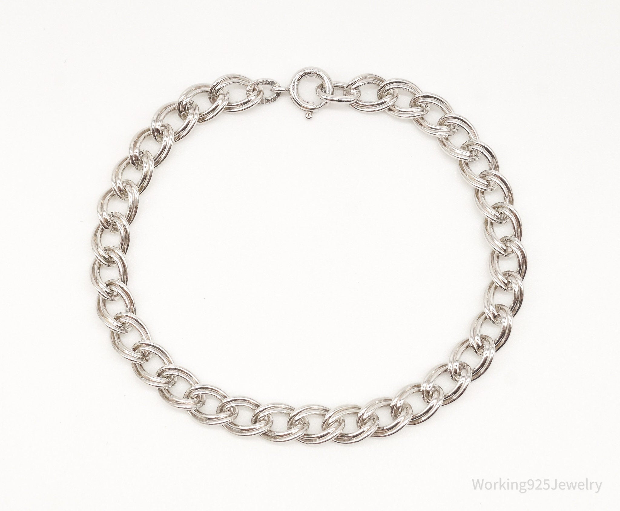 Antique JB Sterling Silver Chainlink Bracelet | Working 925 Jewelry
