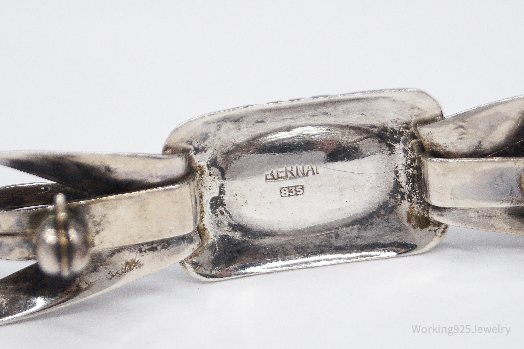 Antique Large Blue Stone Modernist Style 835 Silver Brooch Pin