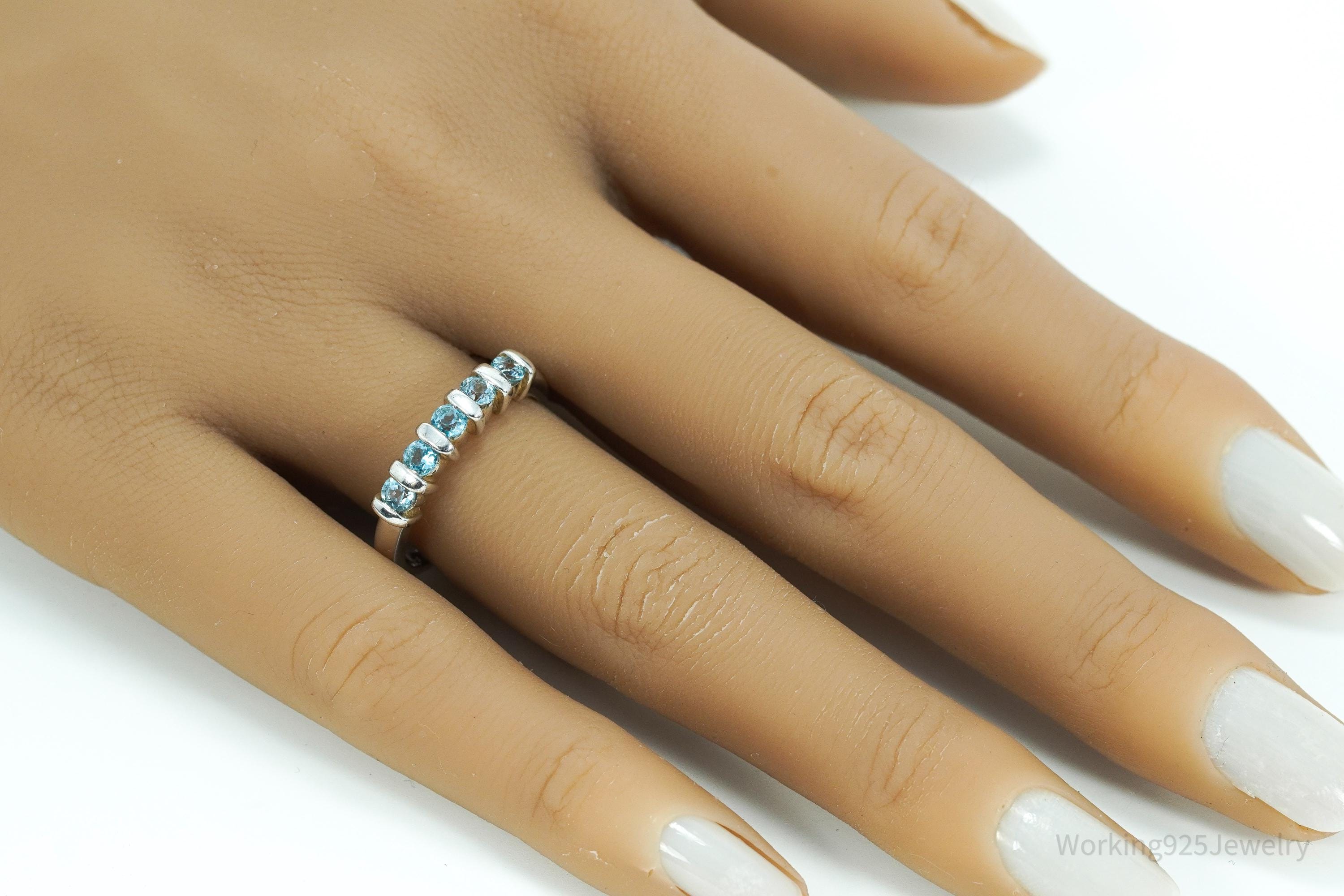 Vintage Blue Topaz Sterling Silver Ring - Size 8