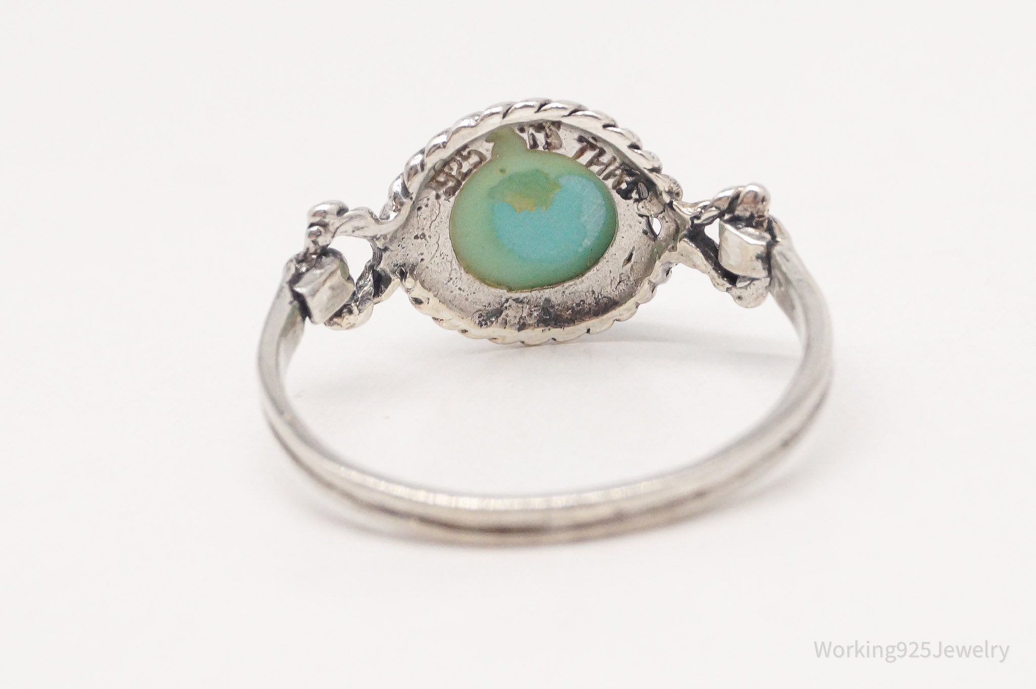 Vintage Turquoise Sterling Silver Ring - Size 7.5