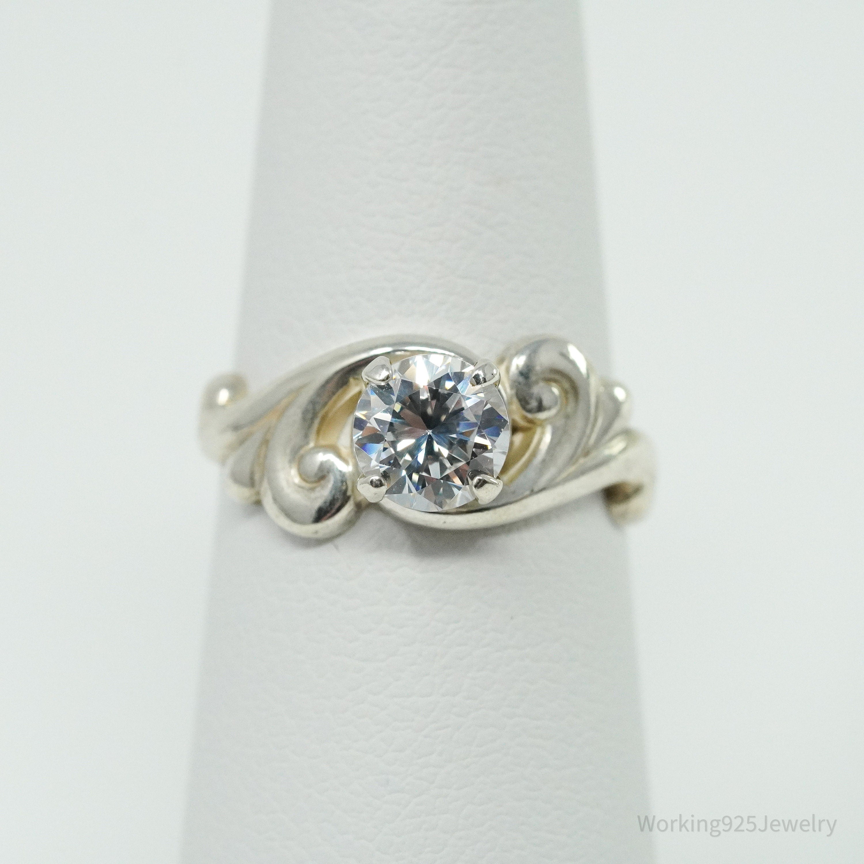 Vintage KABANA Diamonique Cubic Zirconia Sterling Silver Ring - Size 5