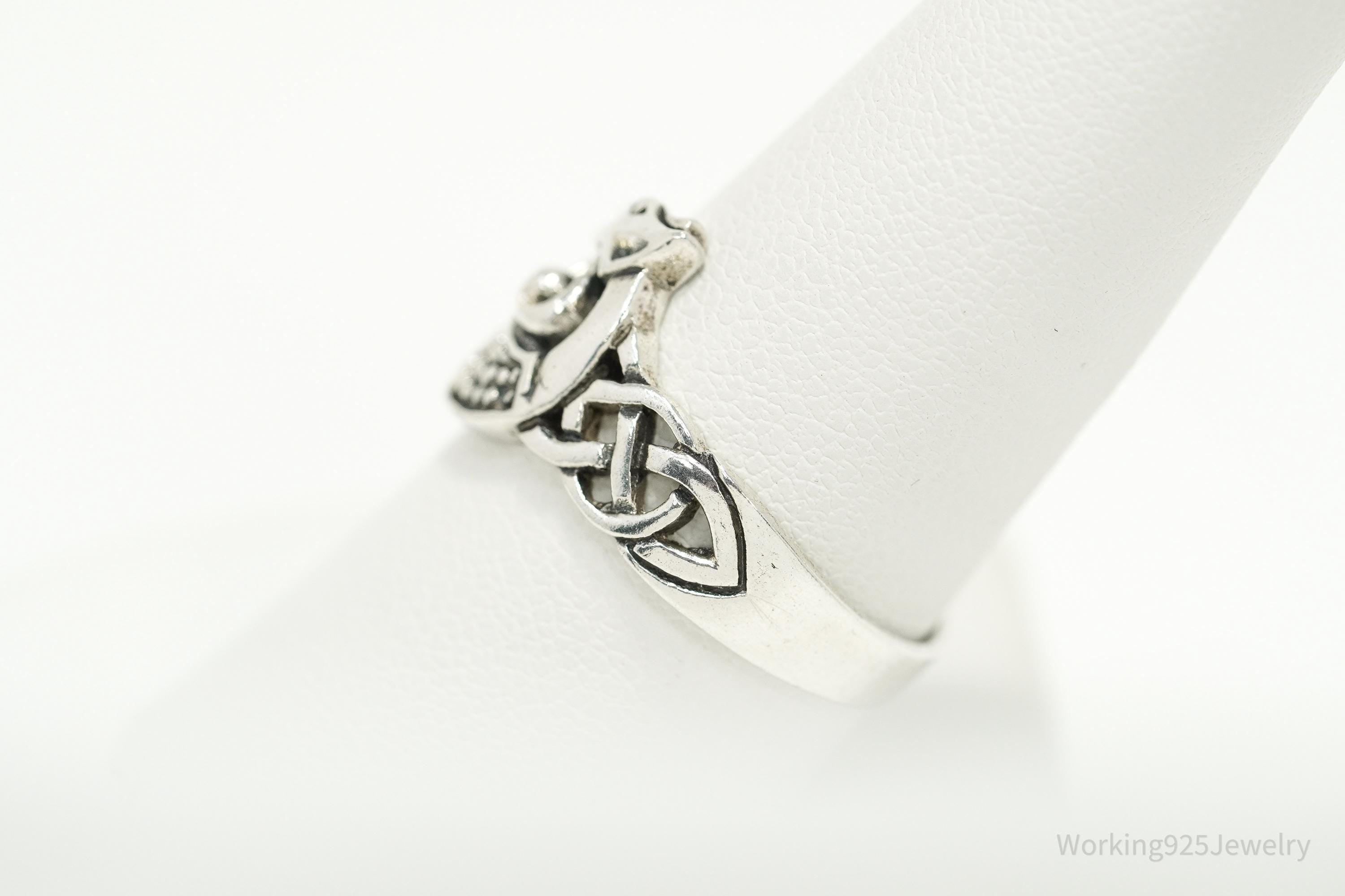 Vintage Dragon Celtic Knot Sterling Silver Ring - Size 9.25