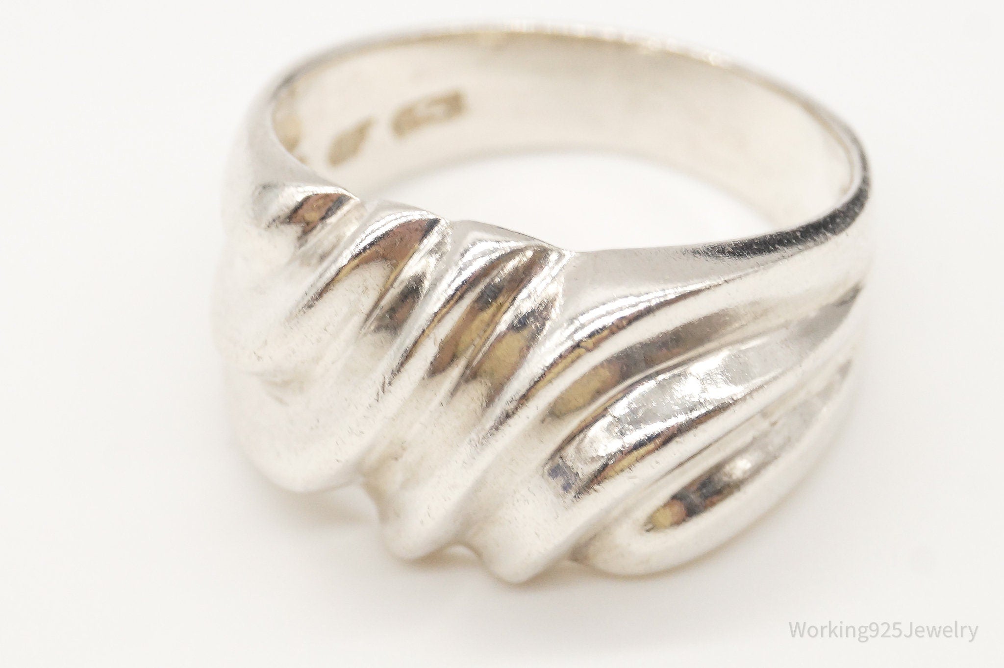 Vintage Modernist Style Sleek Sterling Silver Ring - Size 10