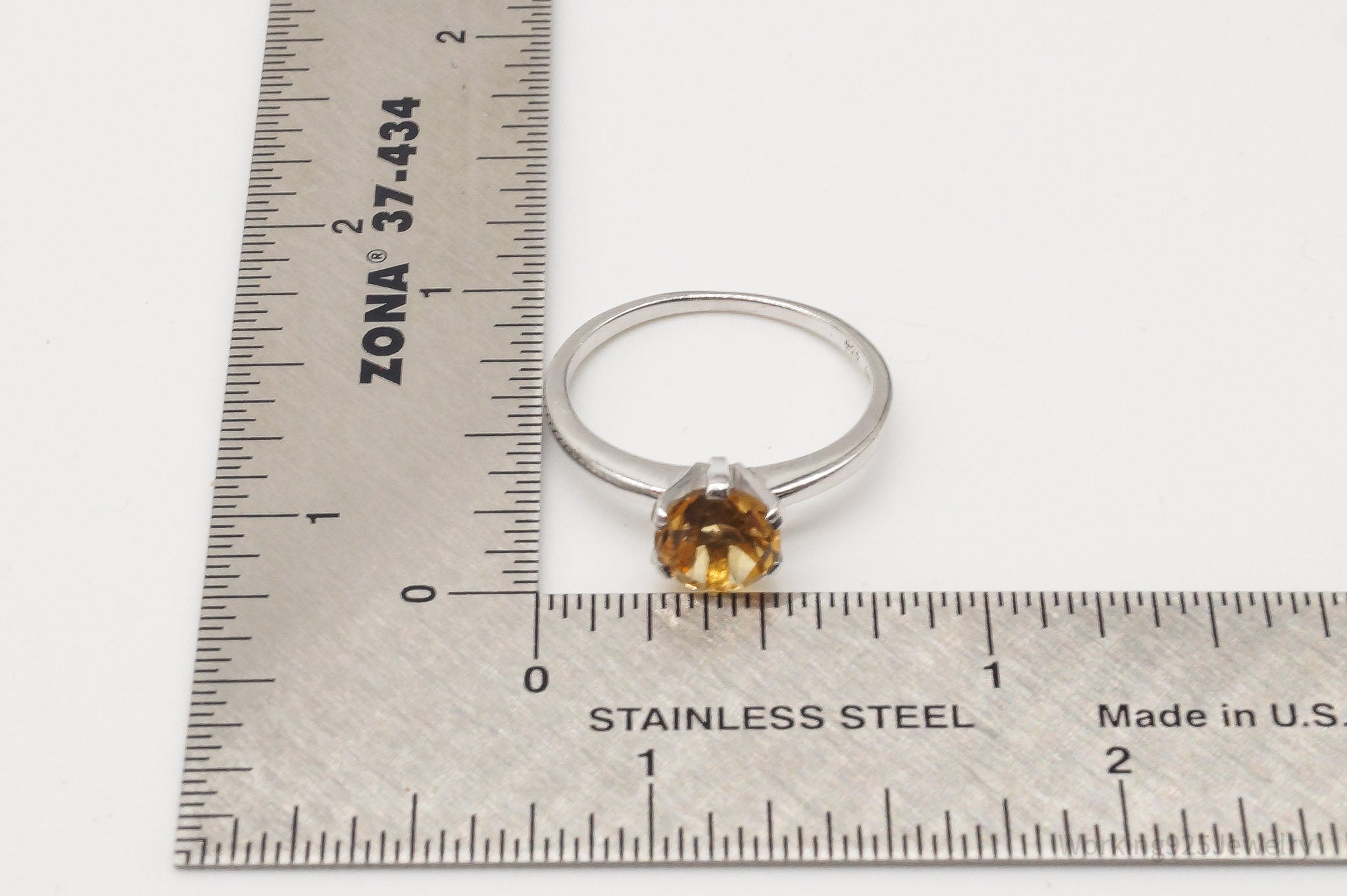 Vintage Citrine Sterling Silver Ring - Size 7.75