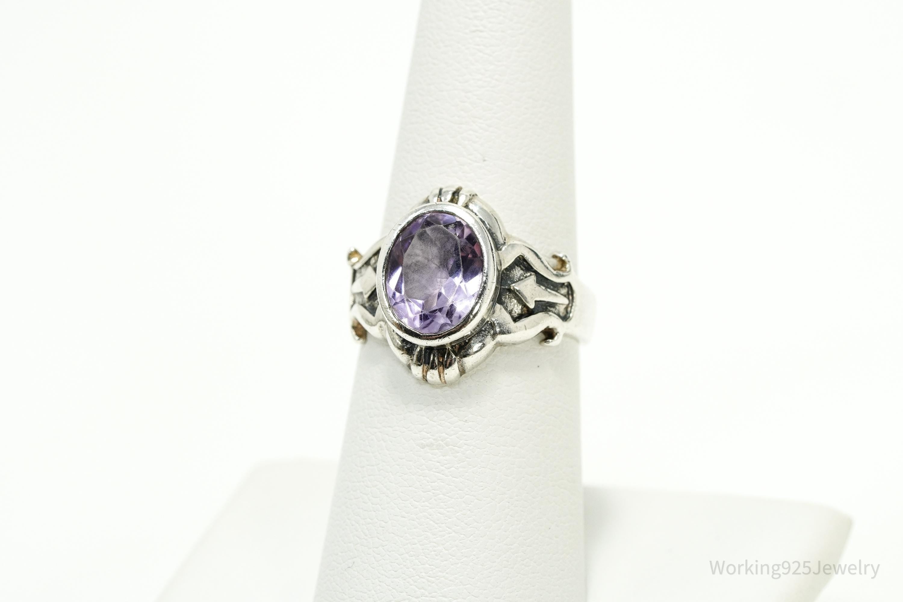 Vintage Amethyst Sterling Silver Ring - Size 6.75
