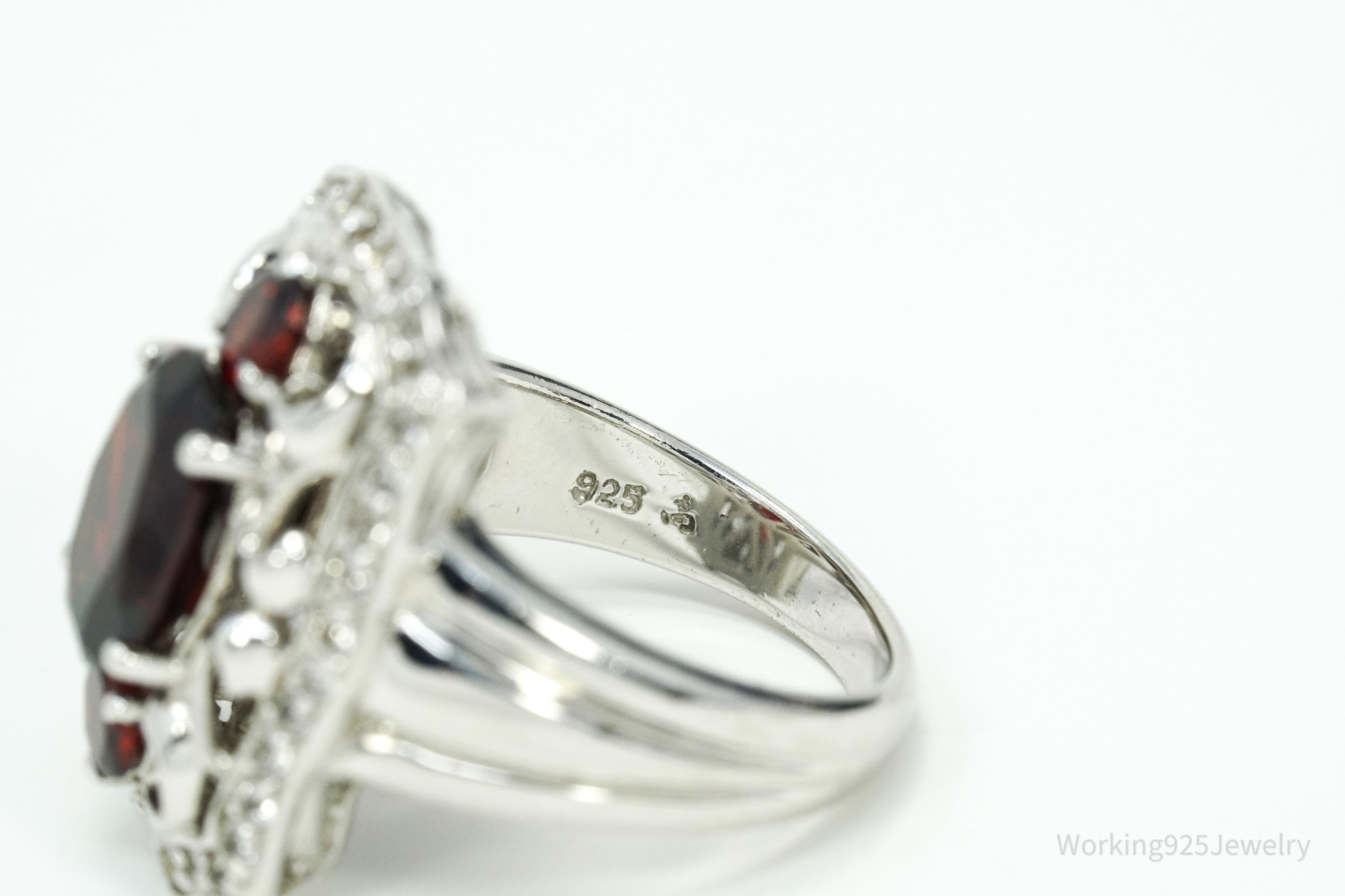 Victoria Wieck Garnet & White Topaz Sterling Silver Ring - Size 6