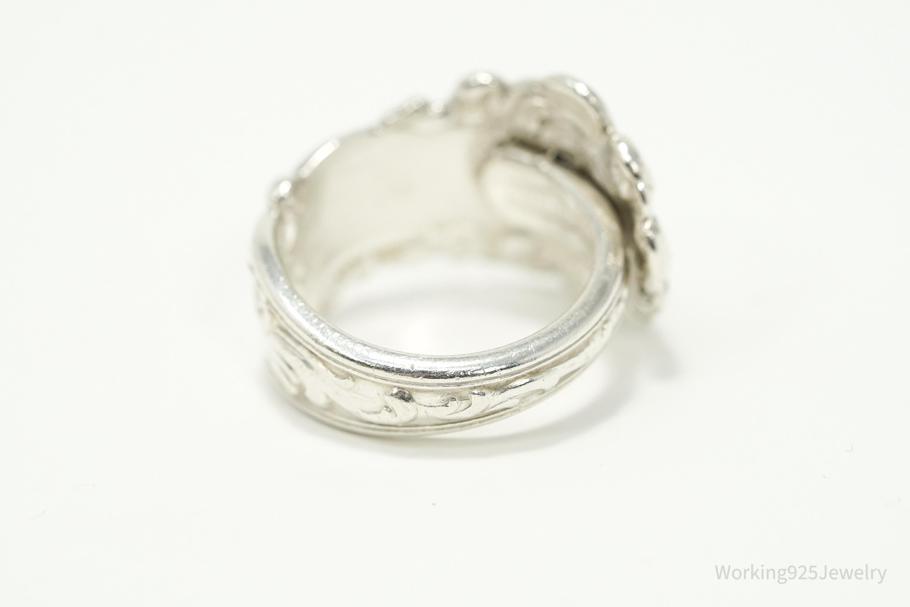 Antique Knight In Armor Sterling Silver Spoon Ring - Size 8