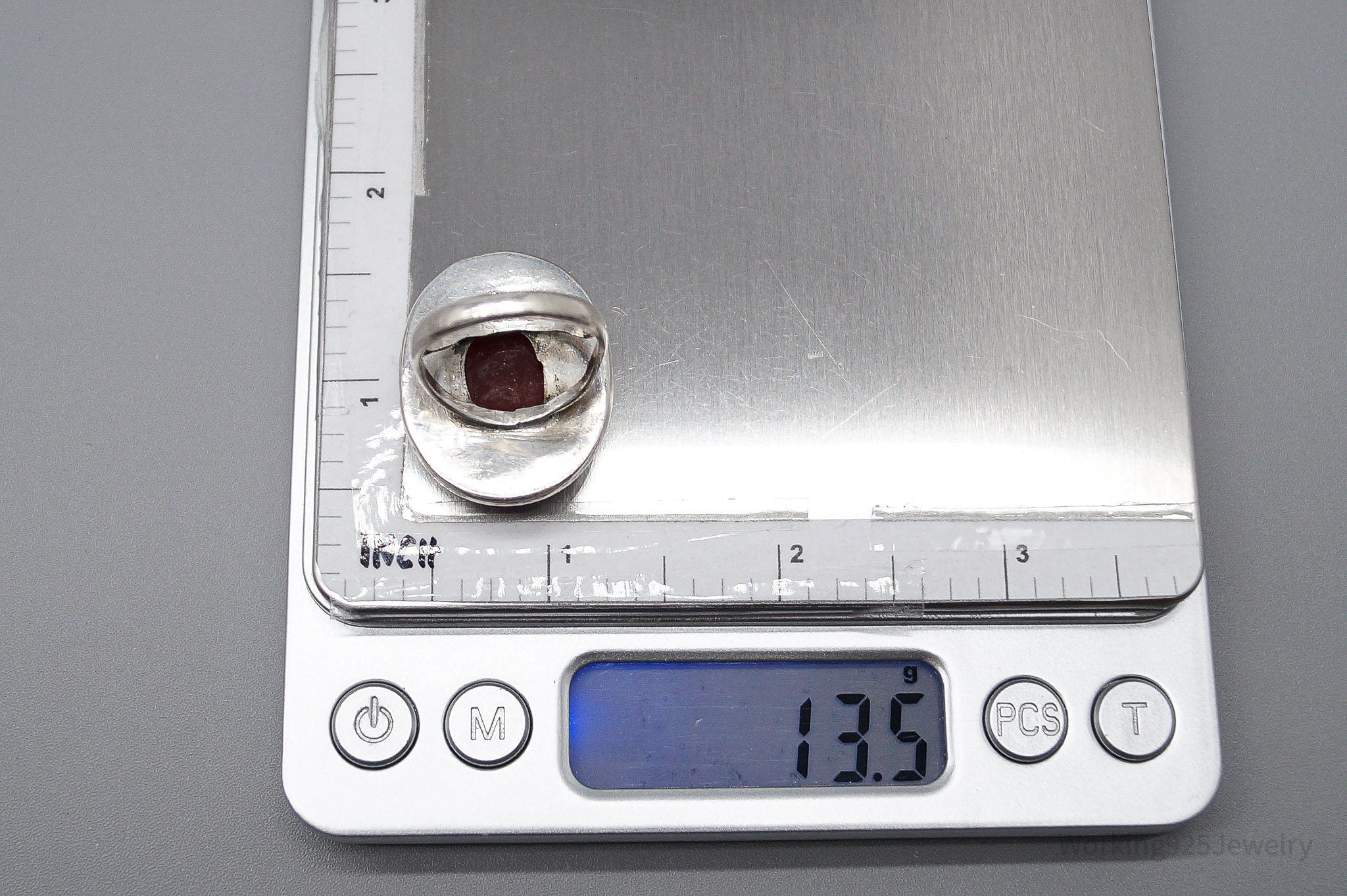 Vintage Large Carnelian Sterling Silver Ring - Size 8