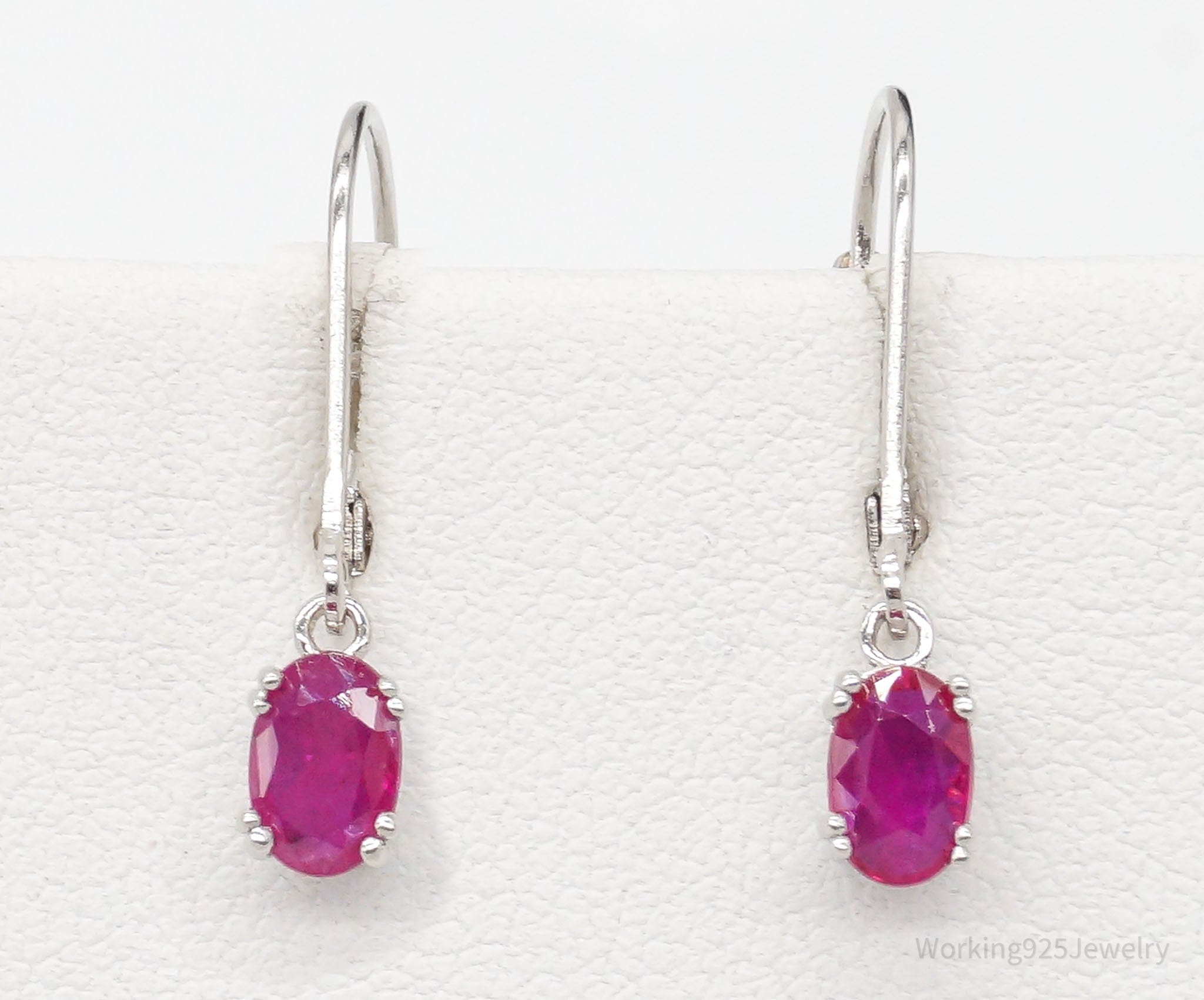 Vintage Ruby Sterling Silver Earrings