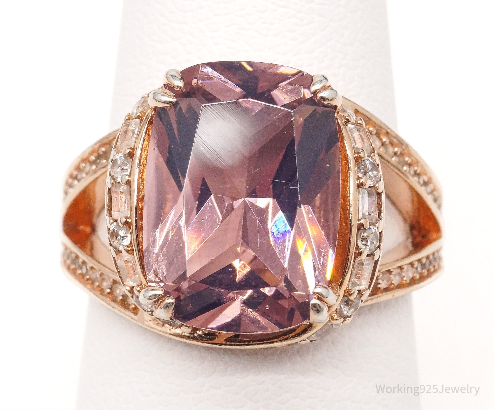 Blush & White Cubic Zirconia 18K Rose Gold Over Sterling Silver Ring SZ 7.25