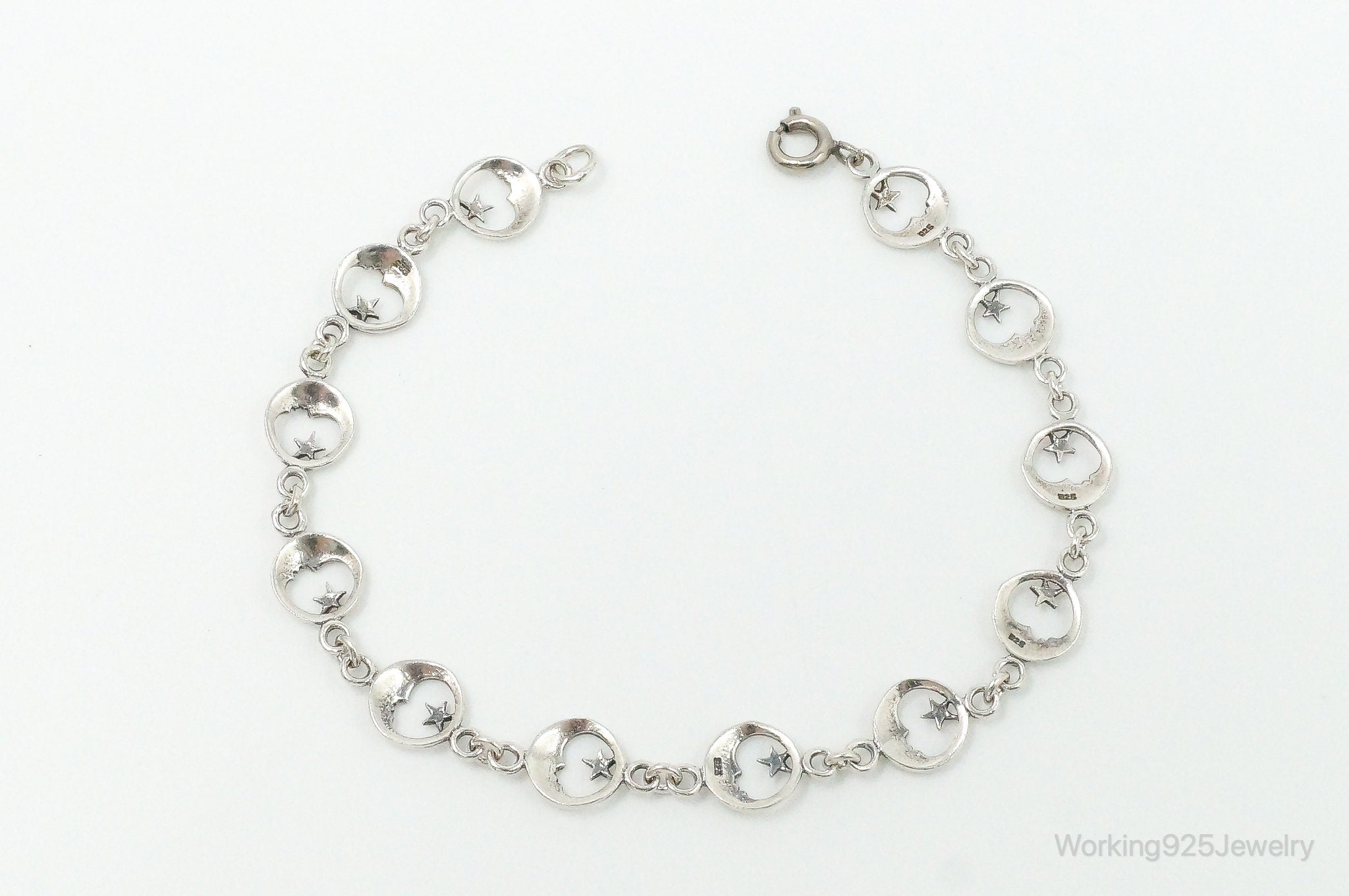 Vintage Moon & Stars Sterling Silver Bracelet