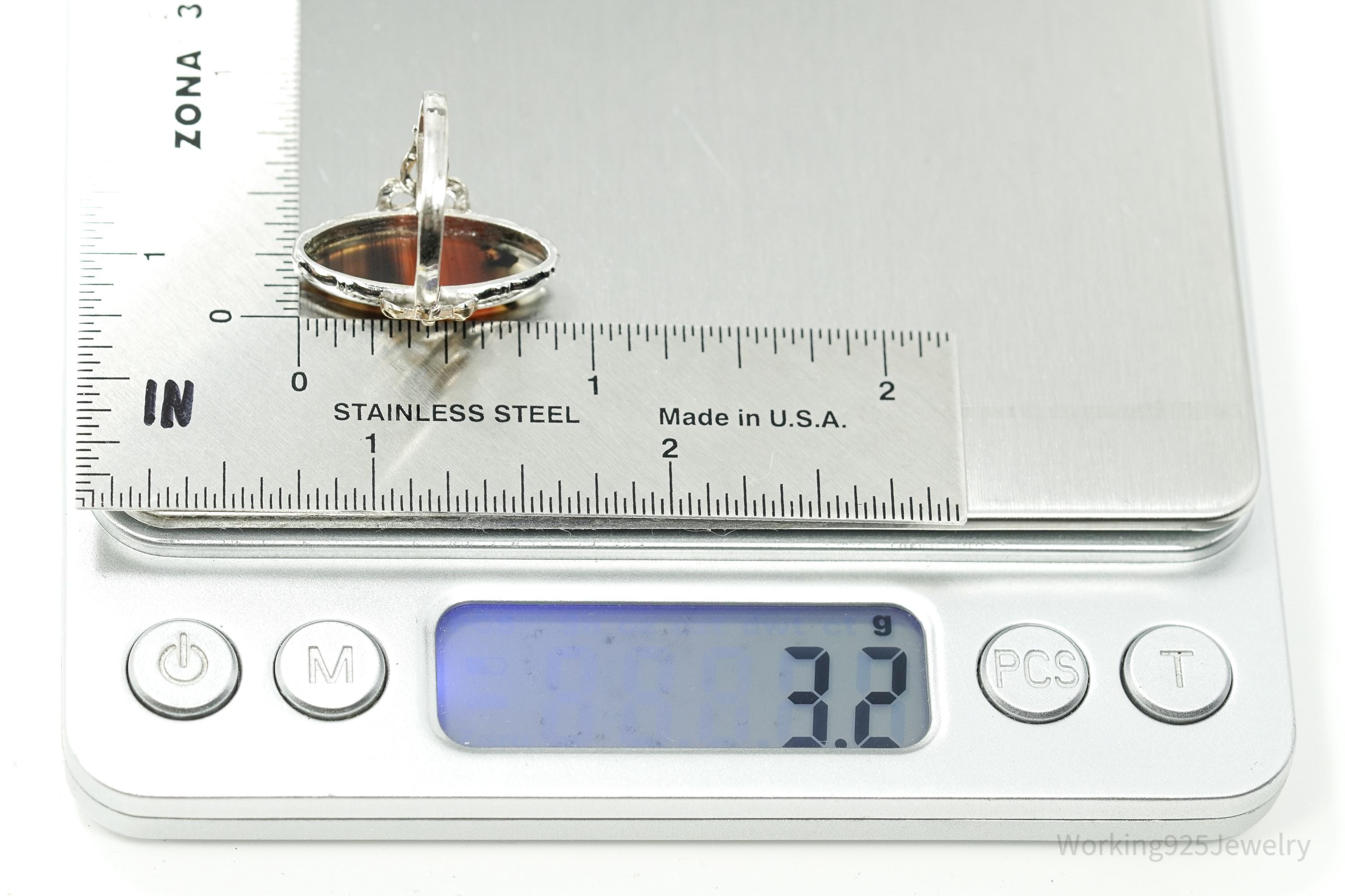 Antique Clark & Coombs 10K Agate Sterling Silver Ring - Size 6.5