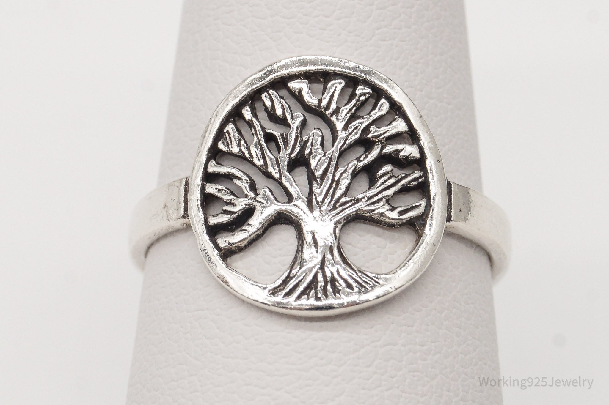 Vintage Tree Of Life Sterling Silver Ring - Size 8