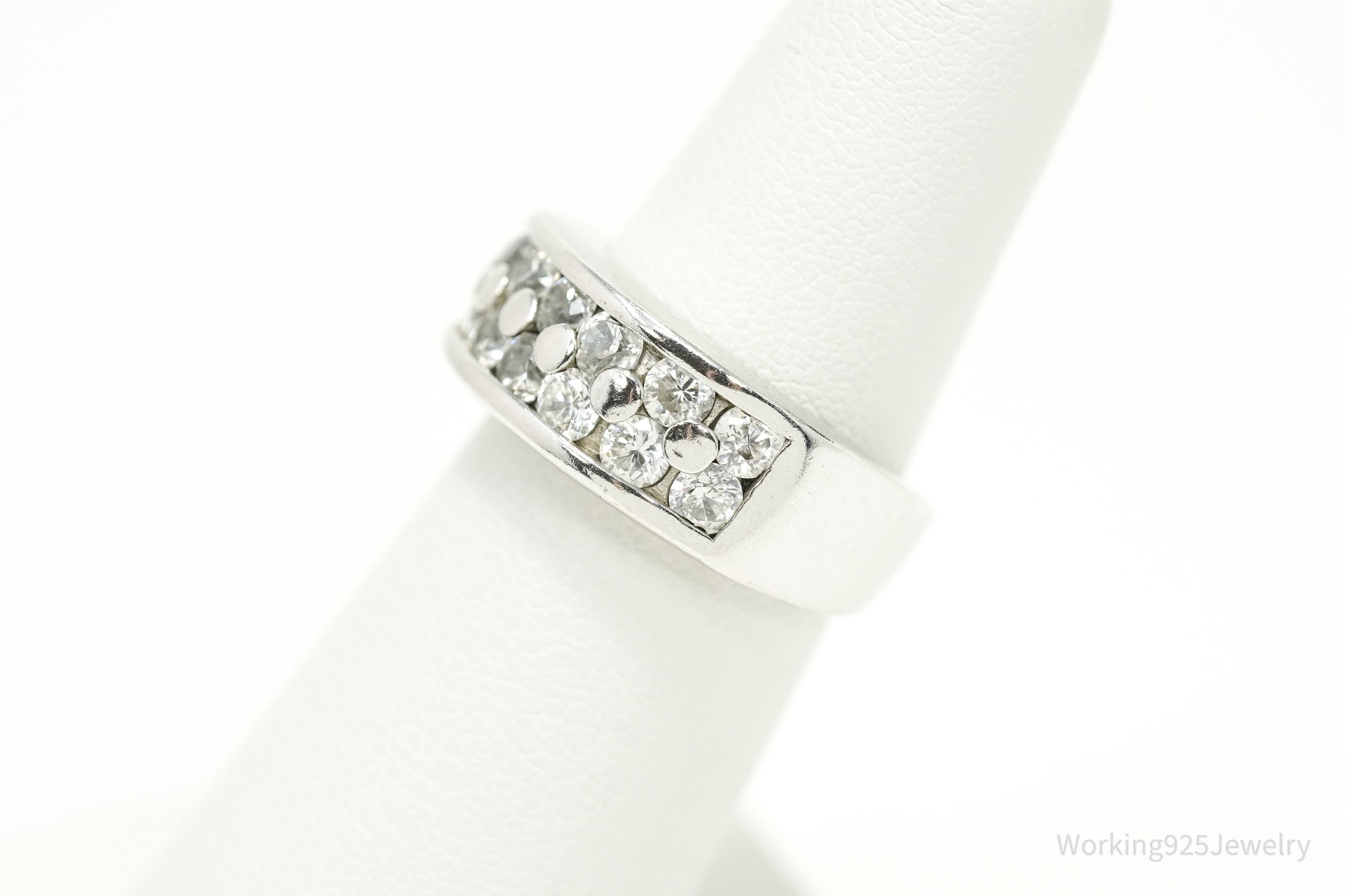 Vintage Cubic Zirconia Sterling Silver Ring - Size 6