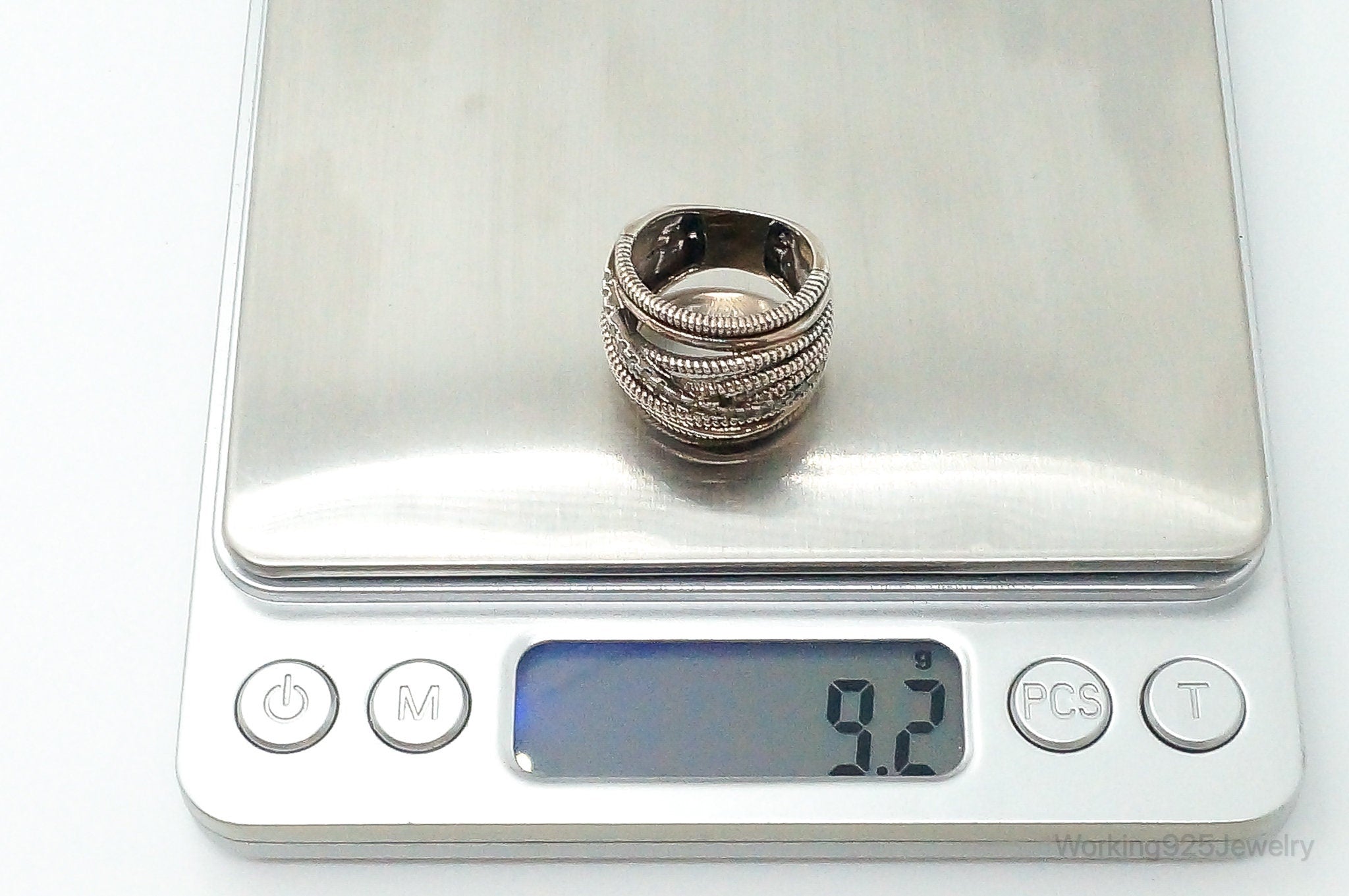 Vintage AK Cubic Zirconia Cable Sterling Silver Ring - Size 6