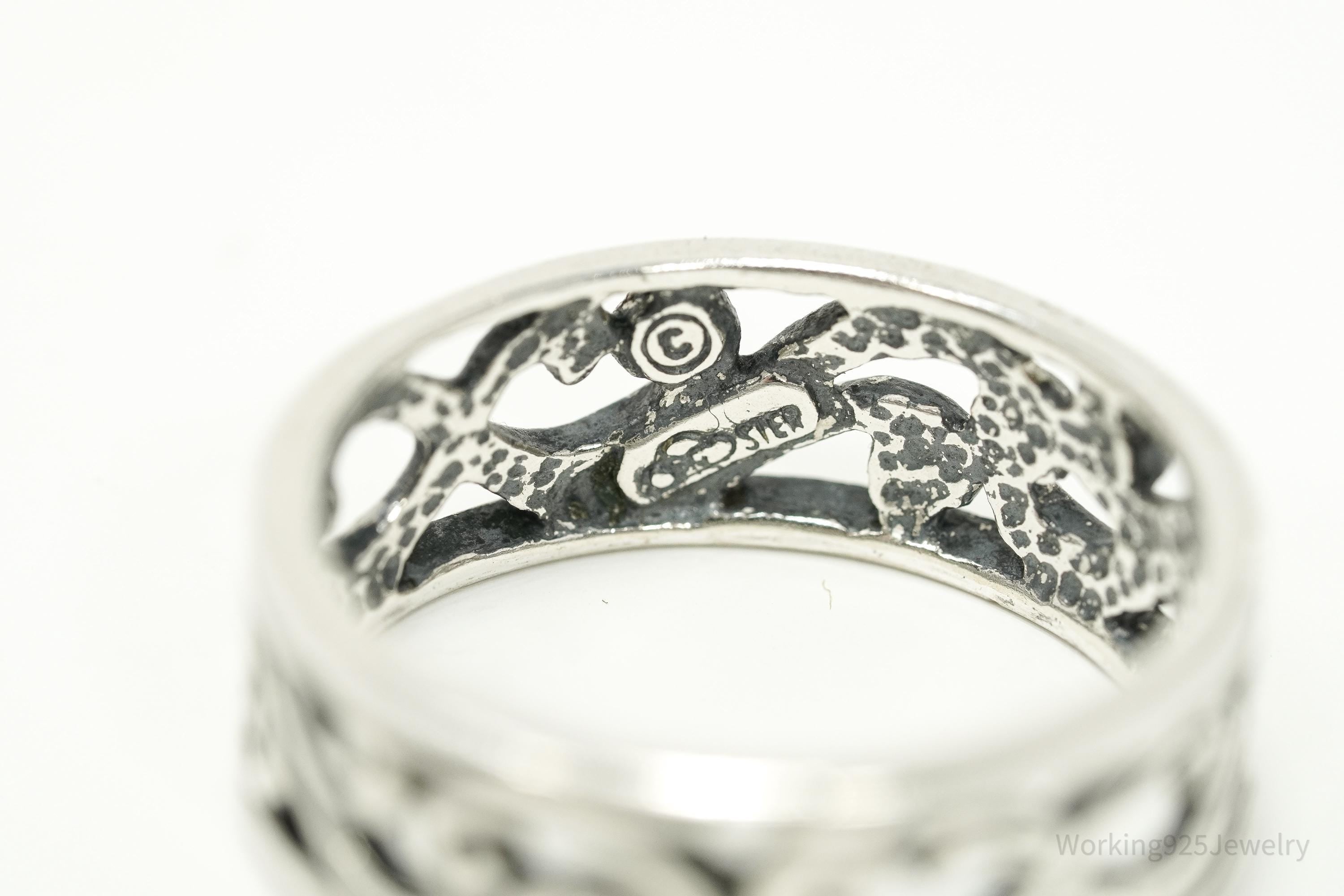 Vintage Scrolls & Swirls Sterling Silver Band Ring - Size 10