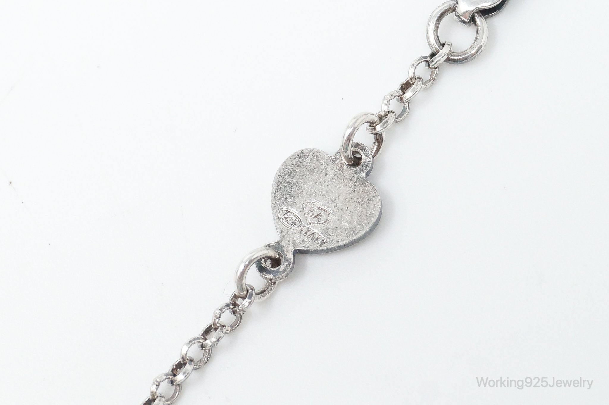 Vintage SU Angel Cherub Hearts Sterling Silver Bracelet