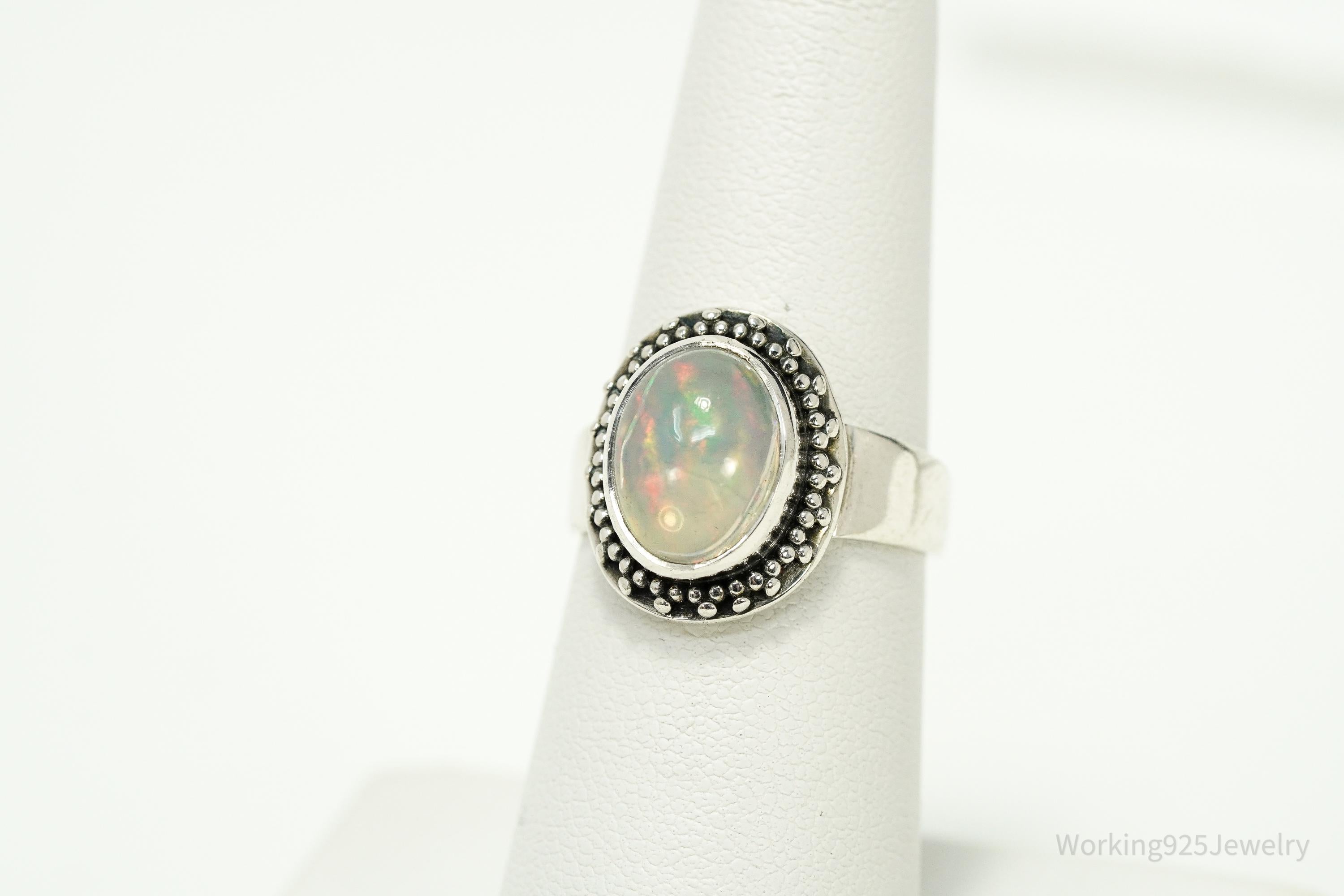 Vintage Opal Sterling Silver Ring - Size 6.5