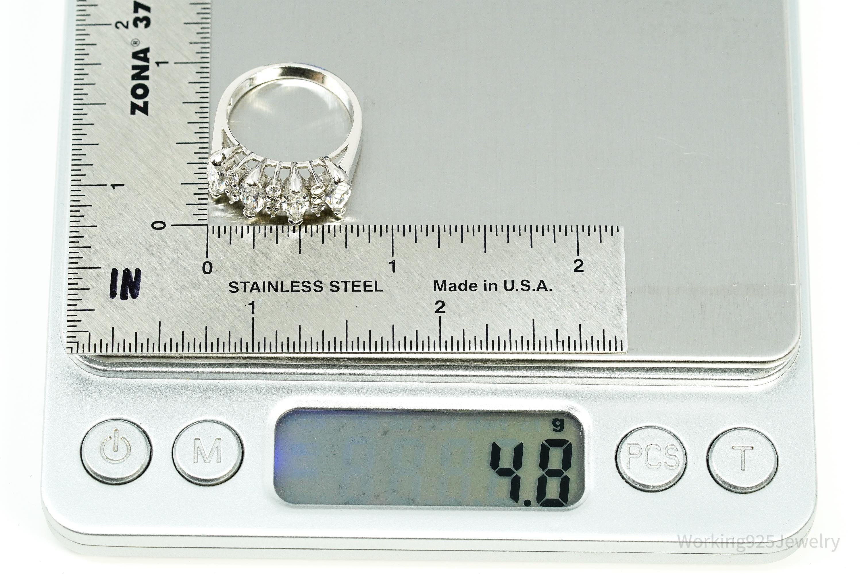 Vintage Cubic Zirconia Sterling Silver Ring Size 7