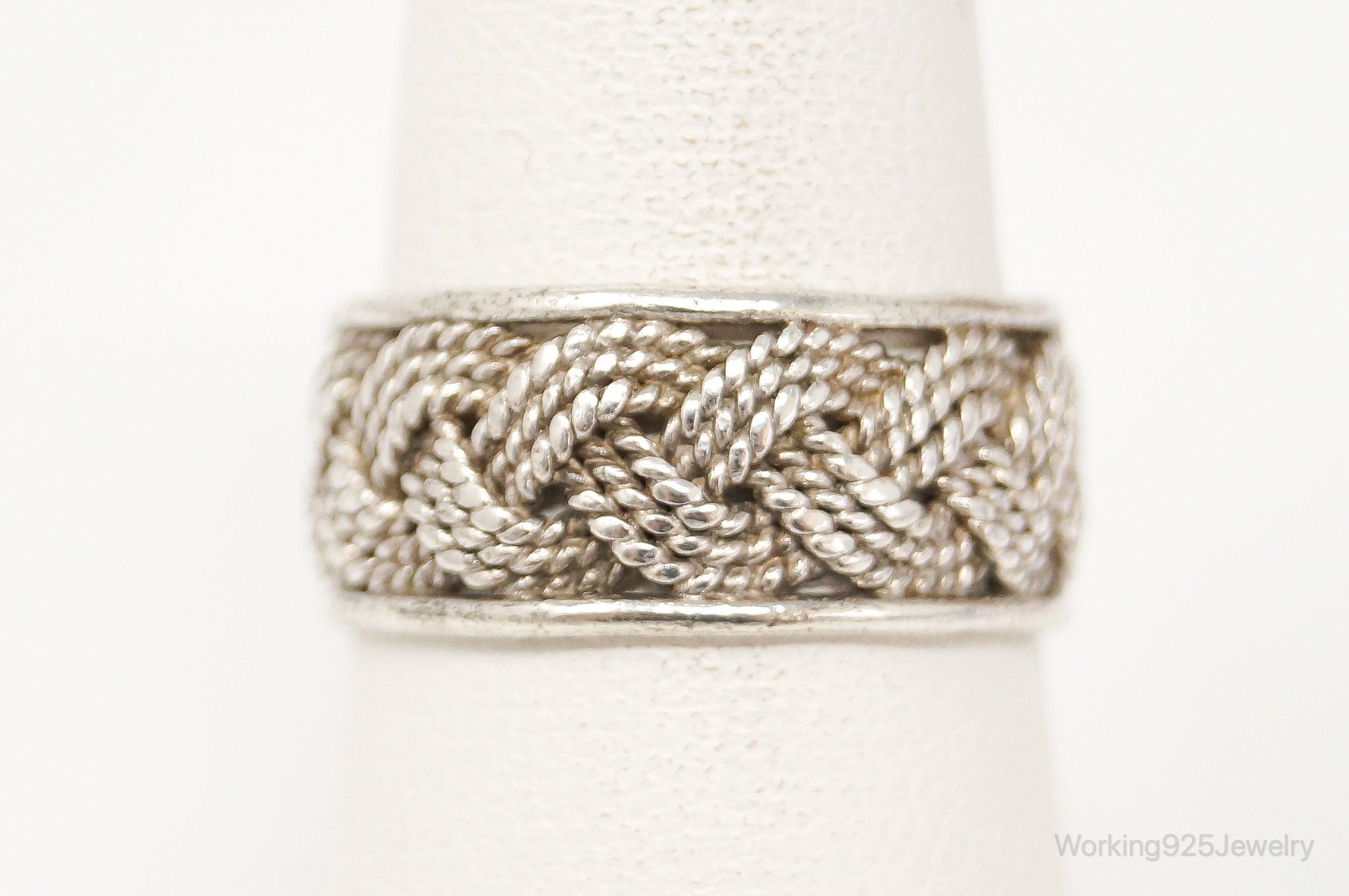 Vintage Weave Braid Sterling Silver Band Ring - Size 6.75