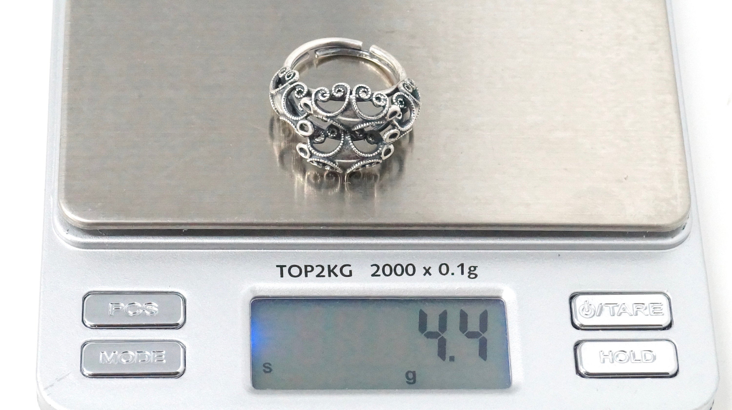 Vintage Designer Beau Motif Modernist Swirl Heart Sterling Silver Ring Sz 6