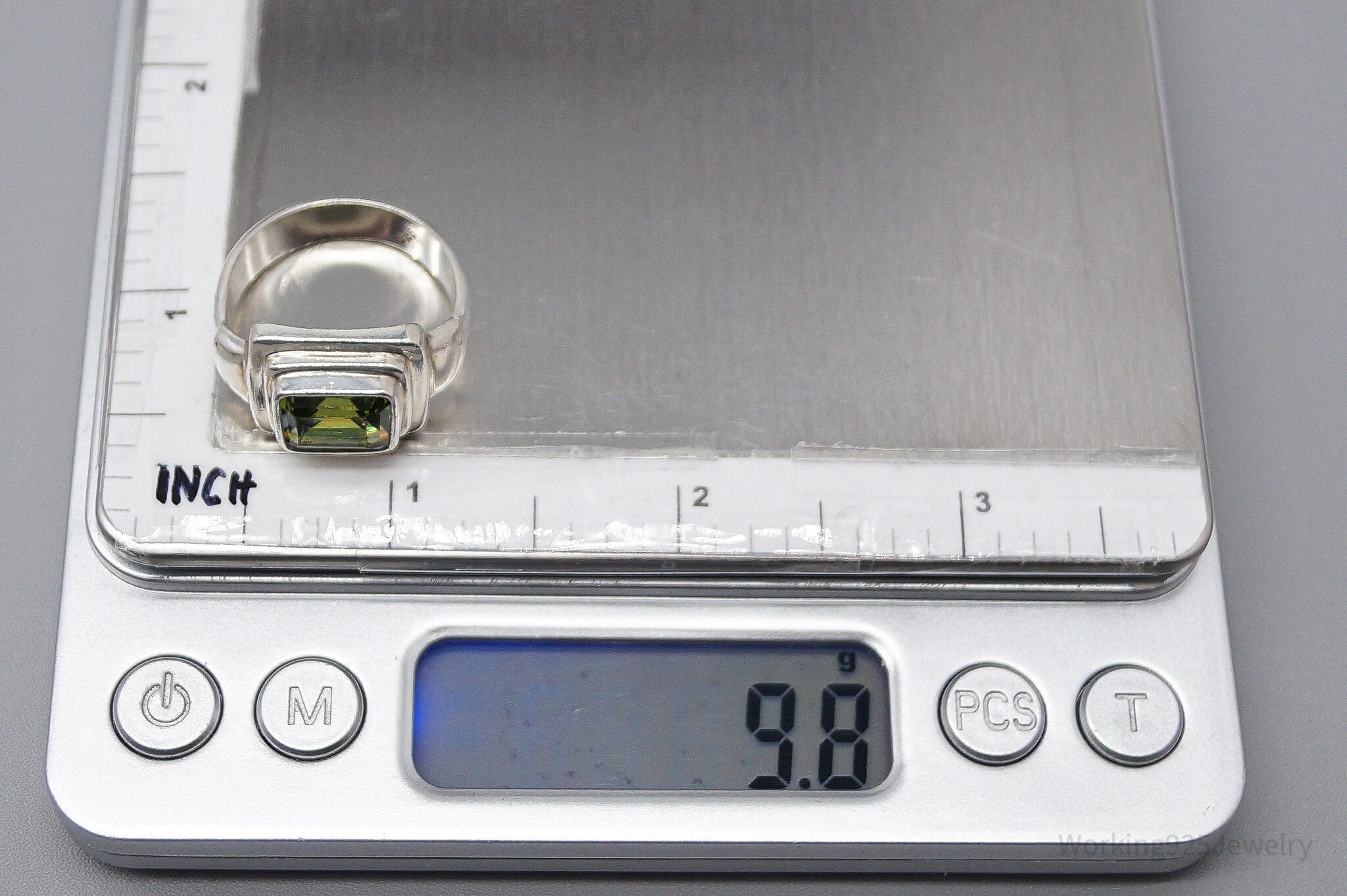 Vintage Peridot Sterling Silver Ring - Size 9.25