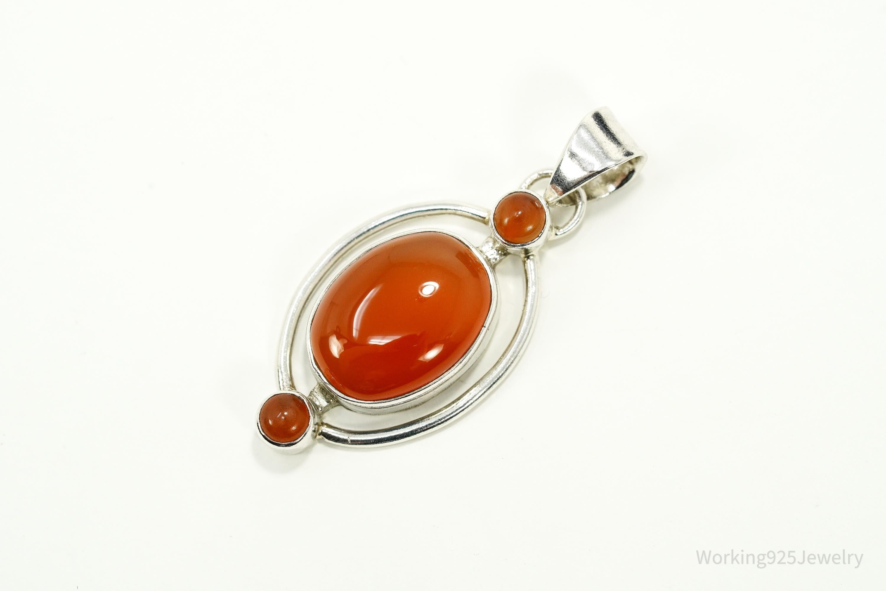 Vintage Carnelian Sterling Silver Necklace Pendant