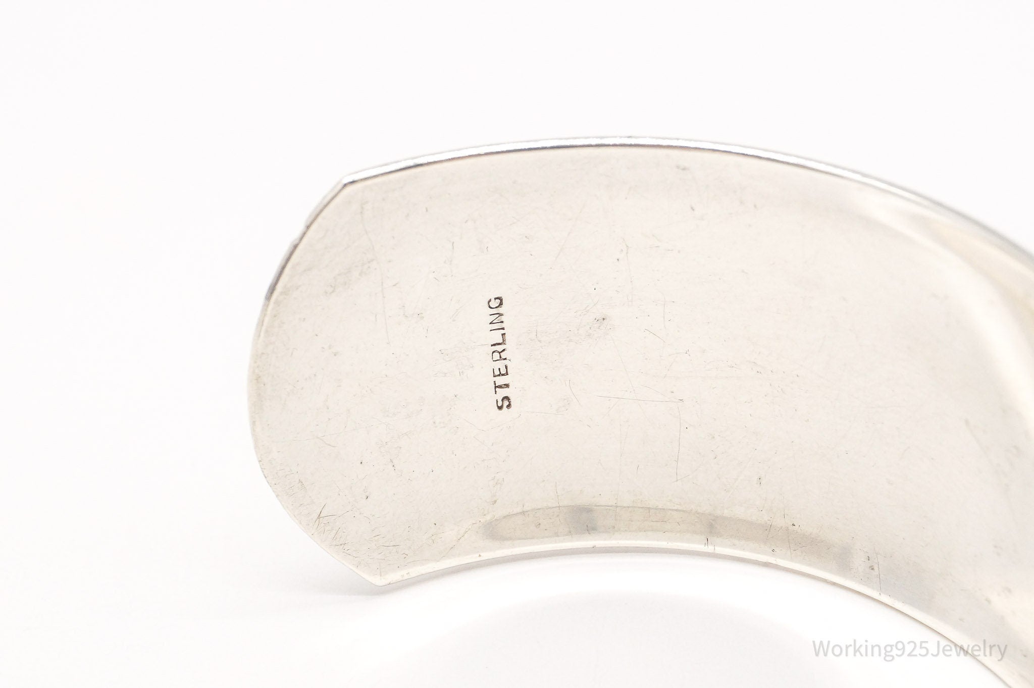 Antique Hammered Design Sterling Silver Cuff Bracelet