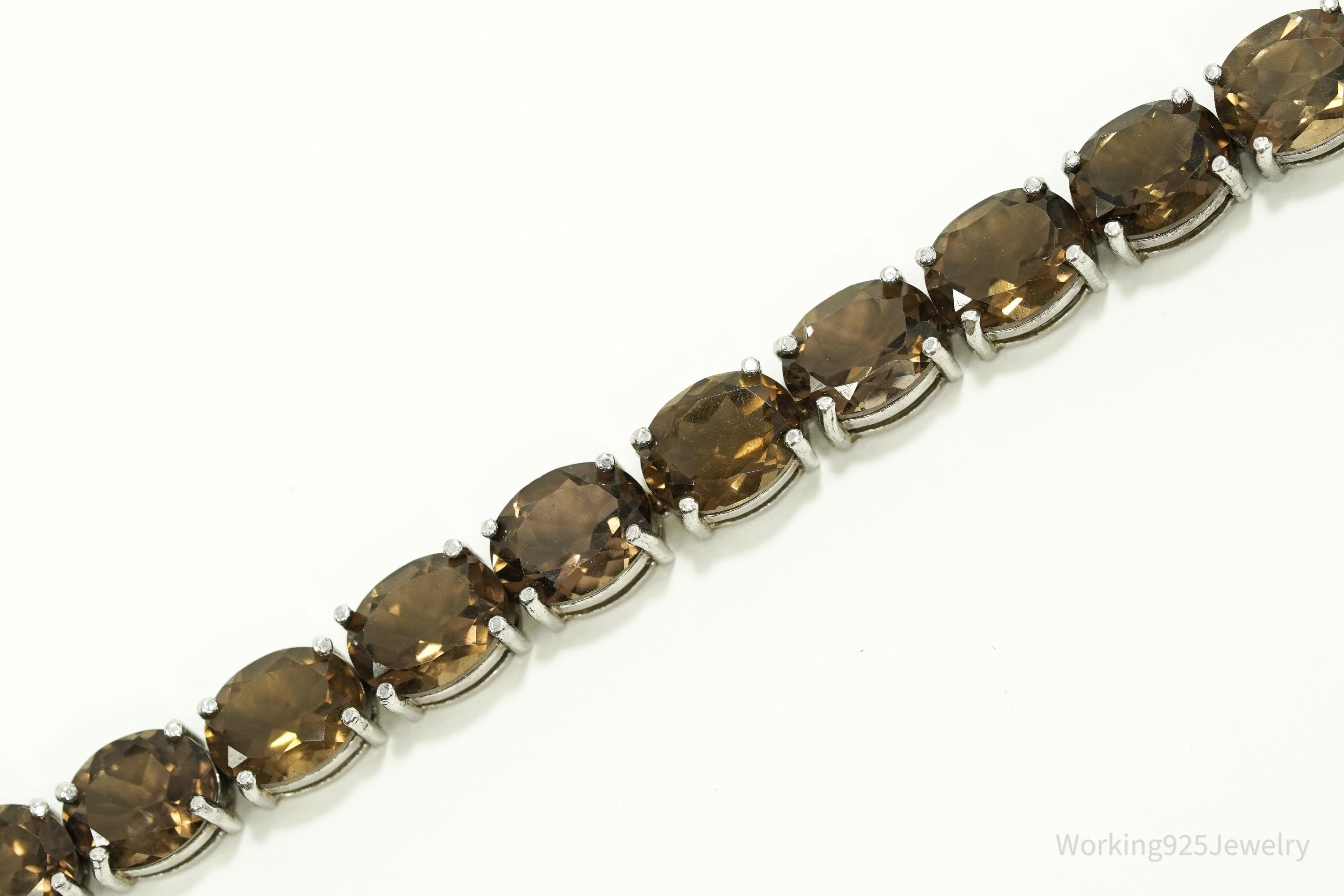Vintage Smoky Topaz Sterling Silver Bracelet - 7.5"