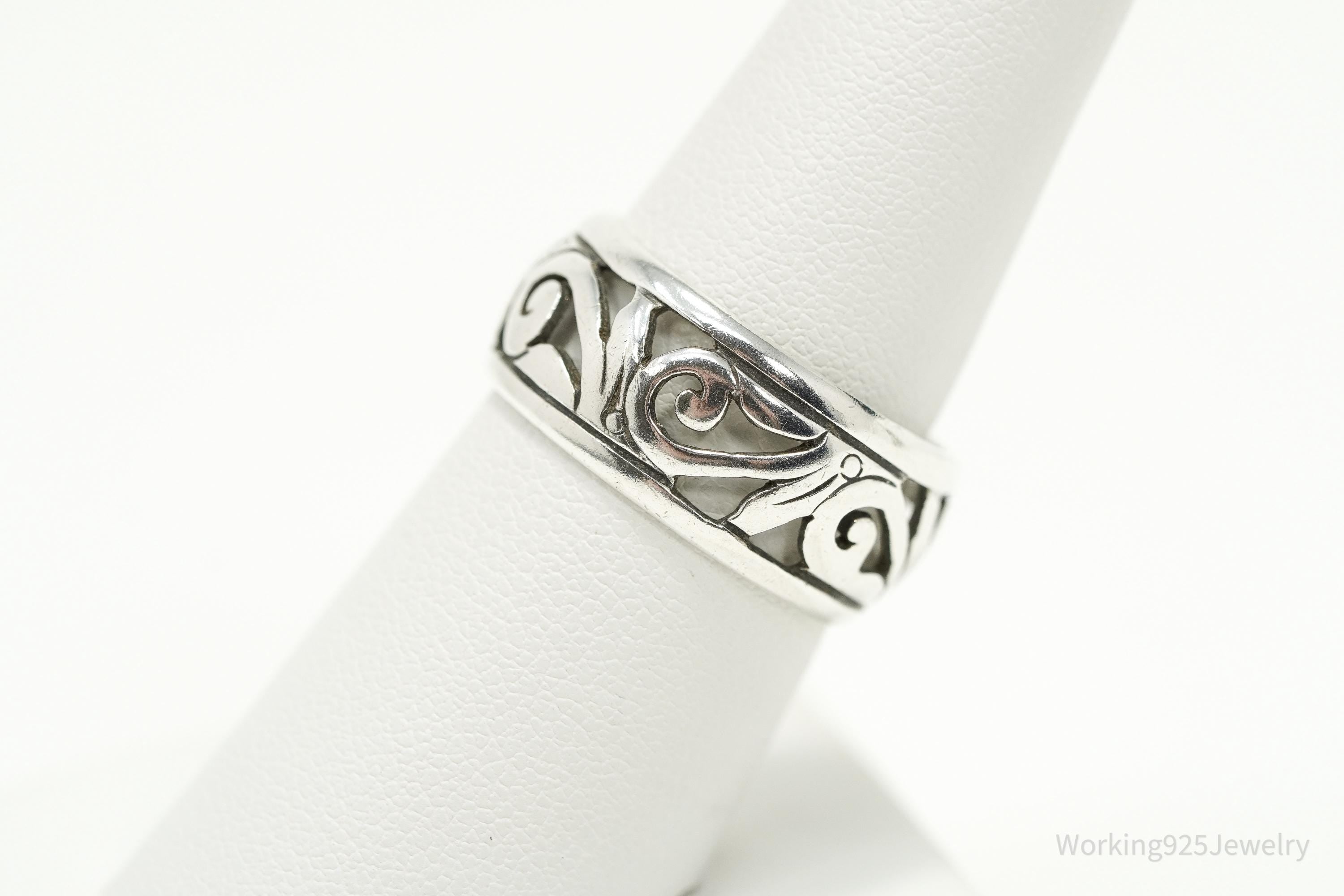 Vintage Art Deco Style Sterling Silver Band Ring - Size 8