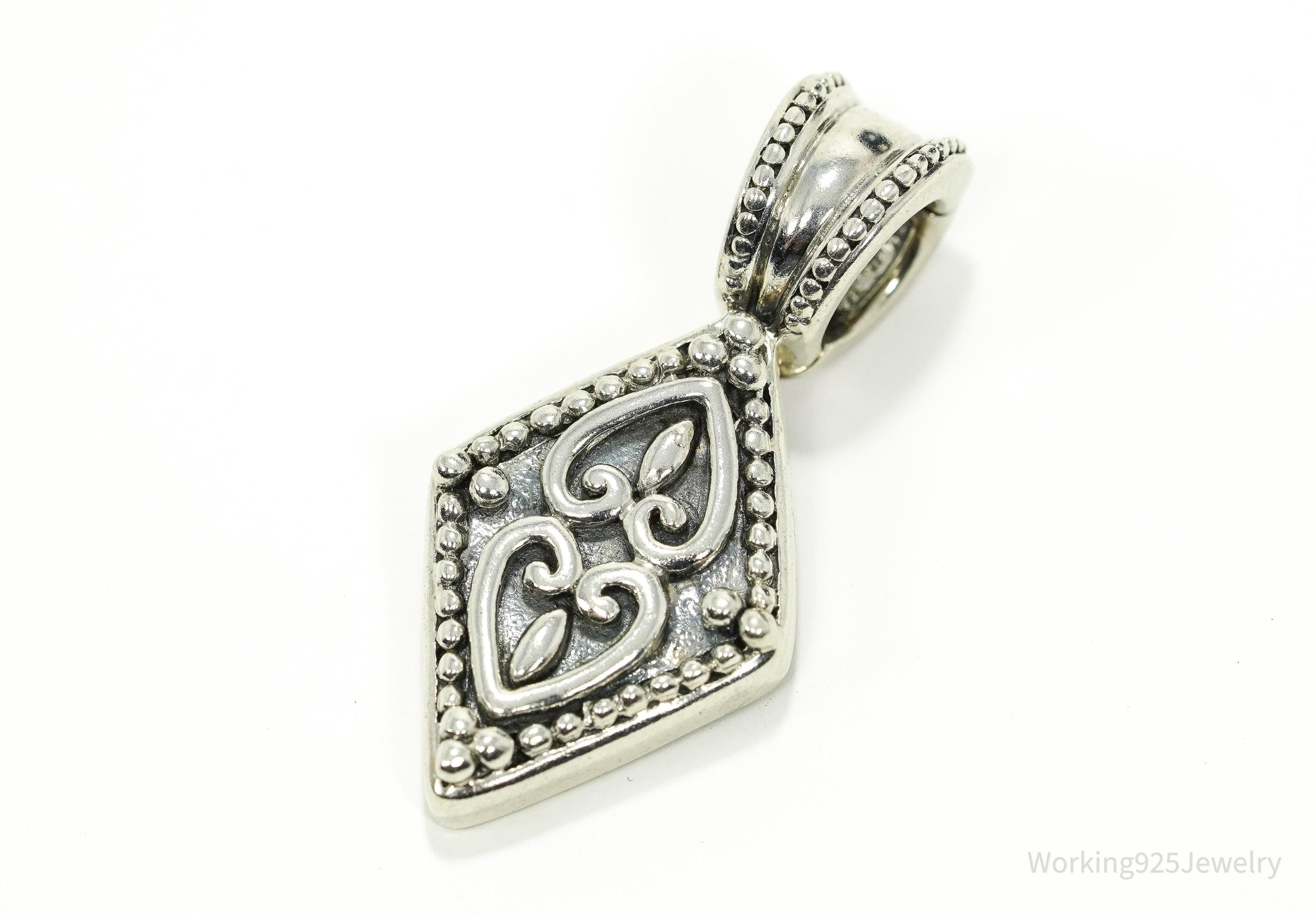 Vintage Sadye L Vassil SLV Filigree Ornate Sterling Silver Pendant 1.5"