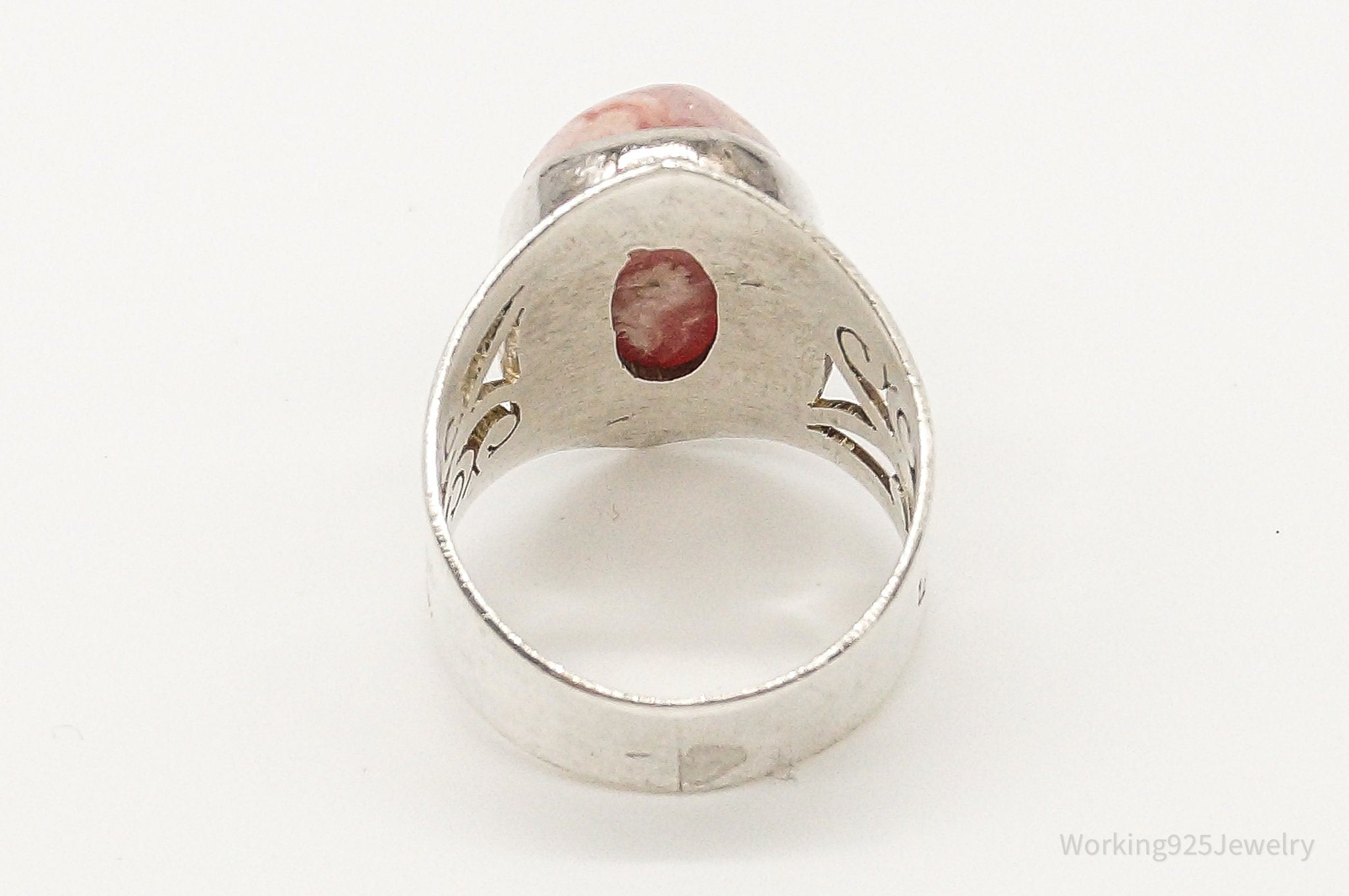 Vintage Pink Rhodochrosite Sterling Silver Ring - Size 7