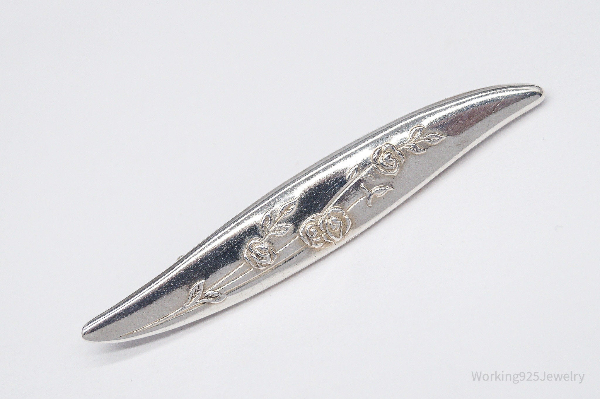 Antique Floral Silver Brooch Pin