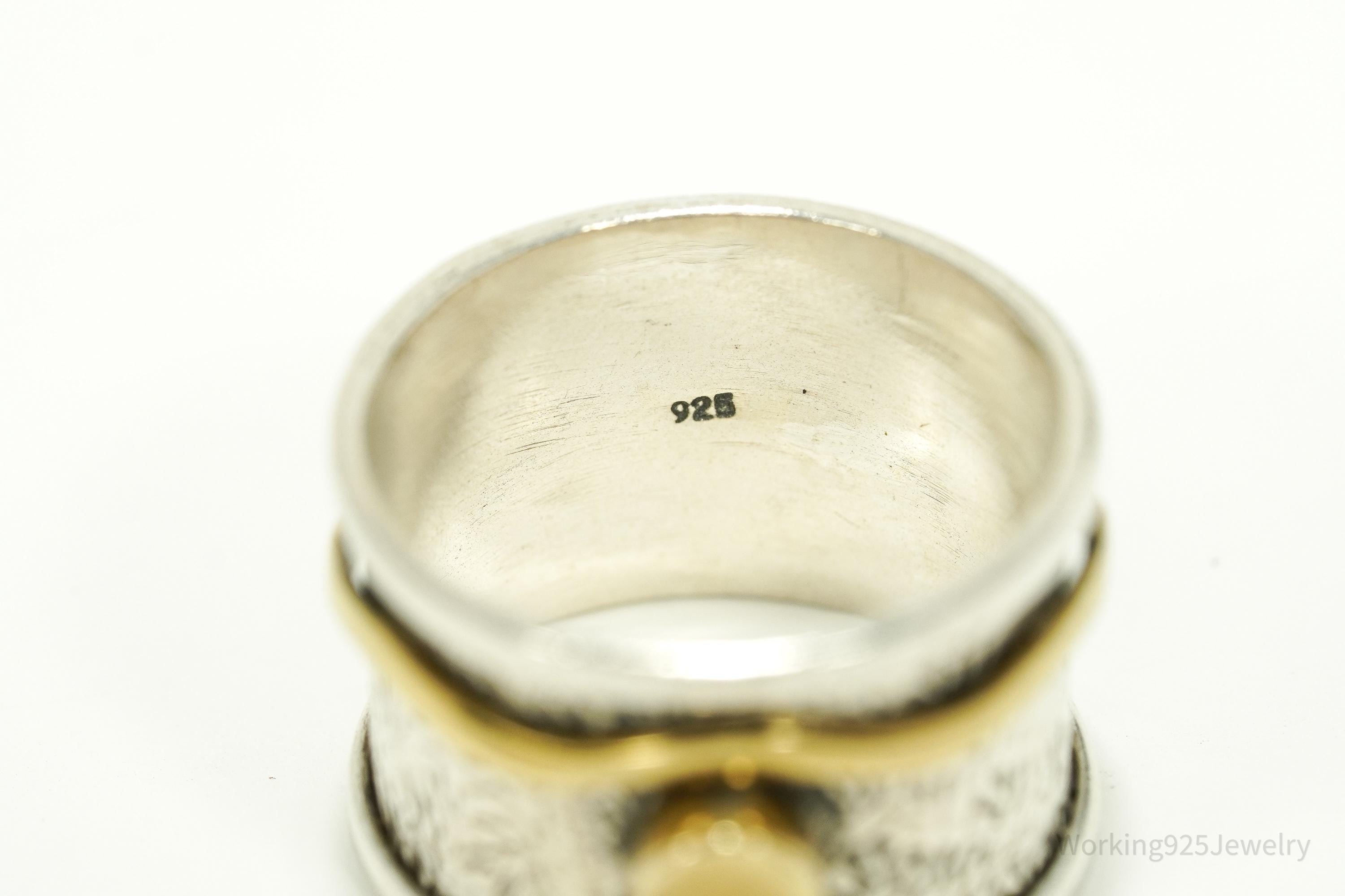 Vintage Brass Sterling Silver Band Ring- Size 9.75