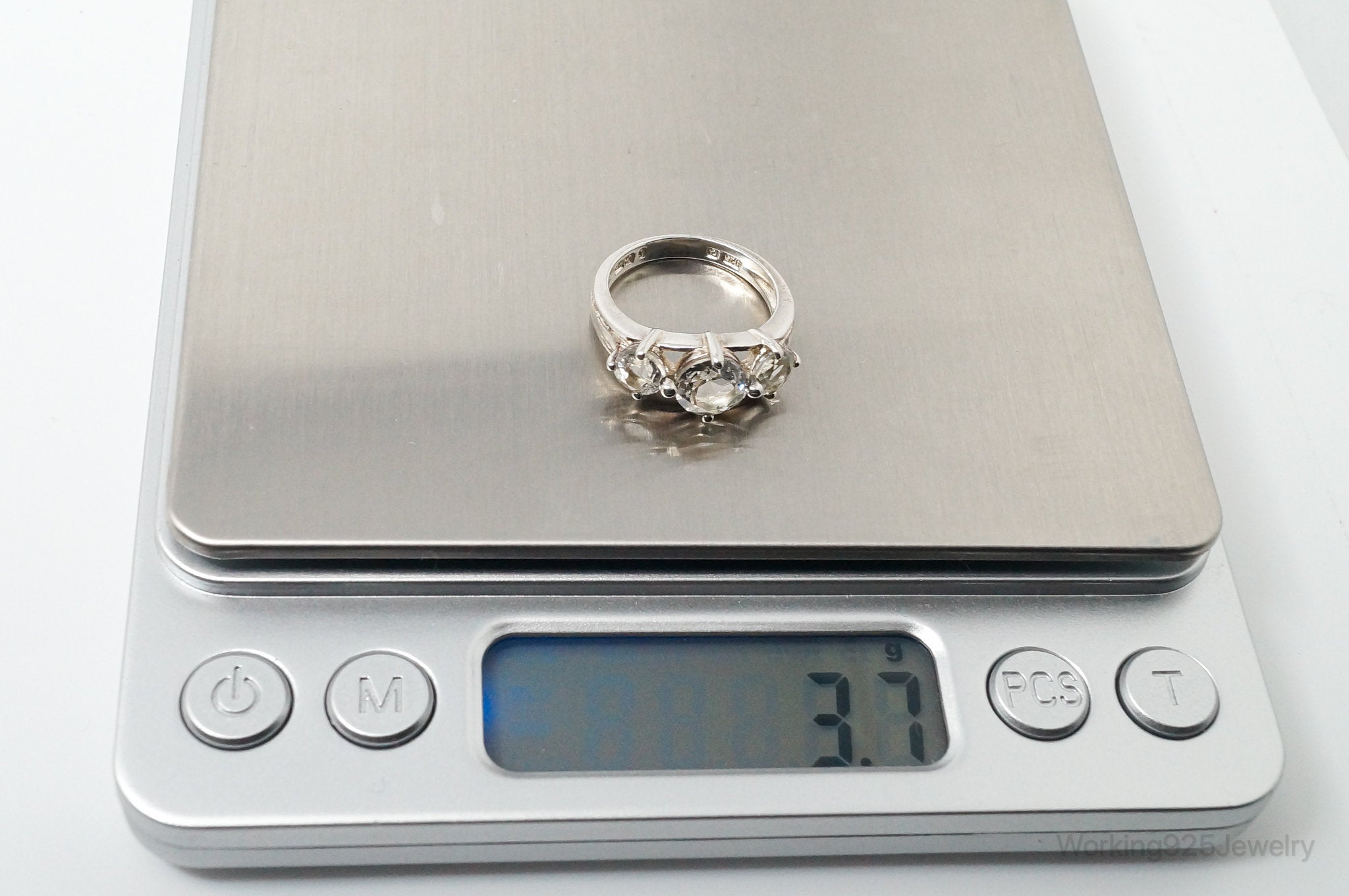 Vintage Designer Ross Simons Cubic Zirconia Sterling Silver Ring - Size 6