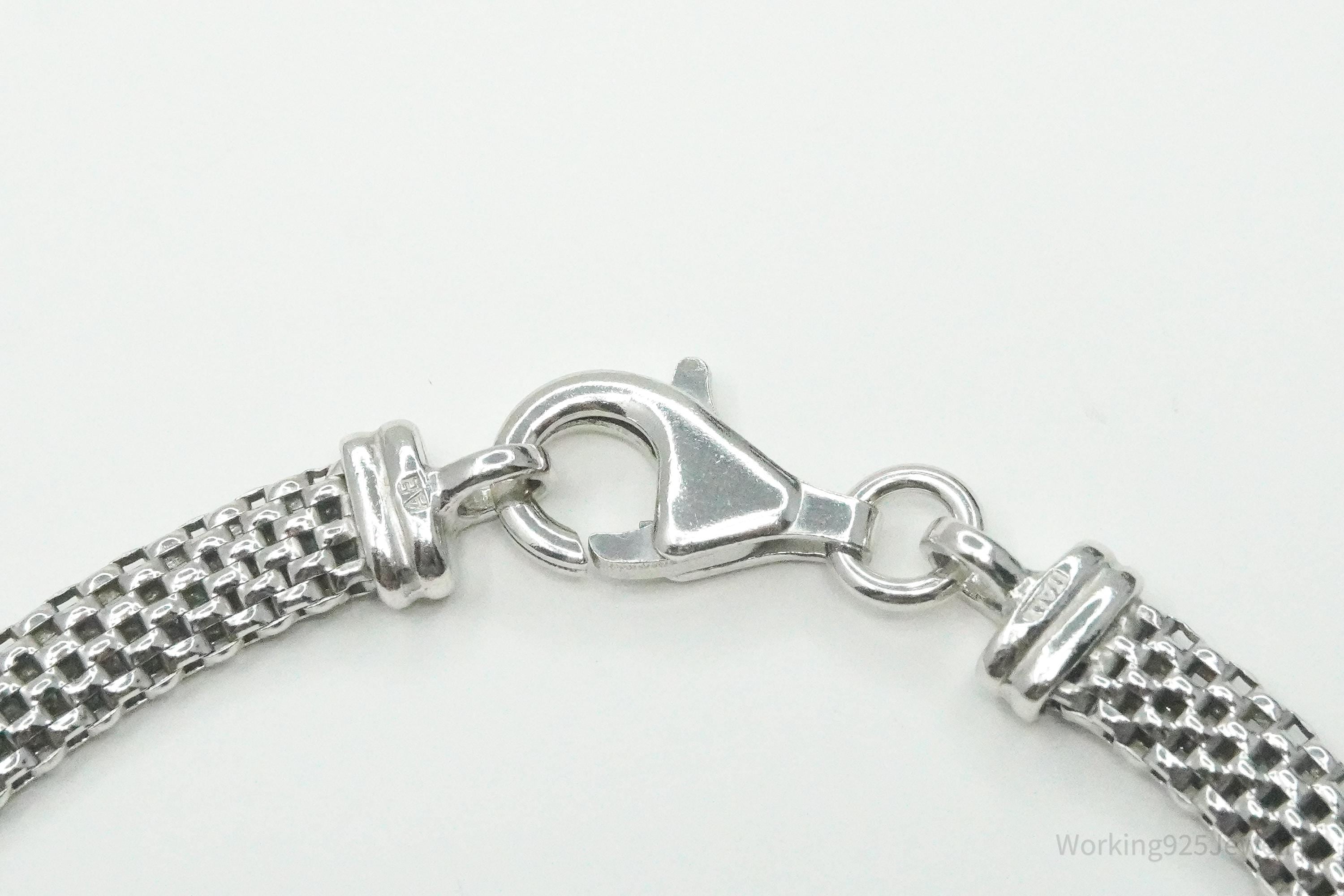 Vintage Italian Mesh Style Sterling Silver Bracelet 7.5"