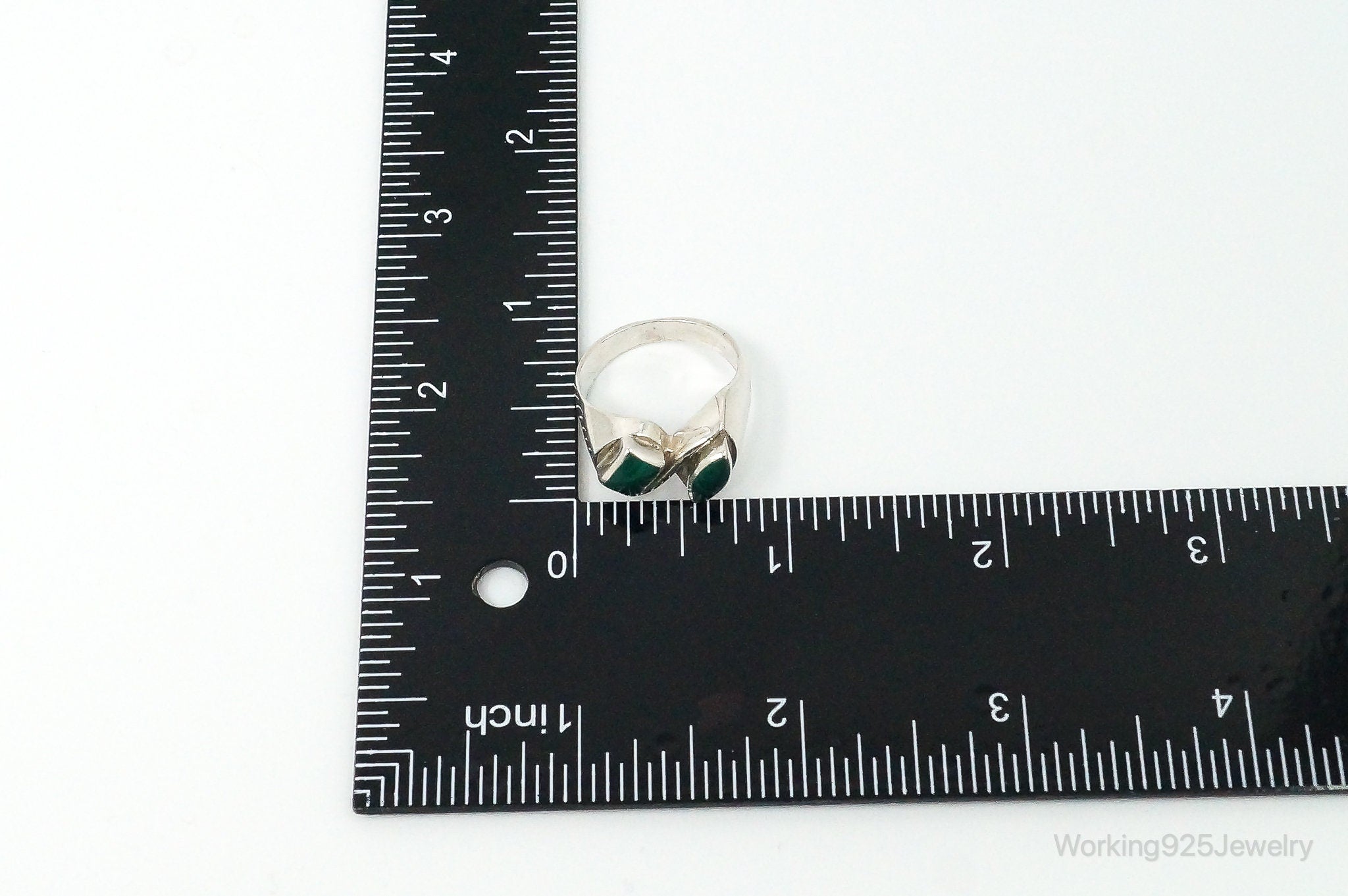 Vintage Southwest Malachite 950 Silver Ring - Size 9.25