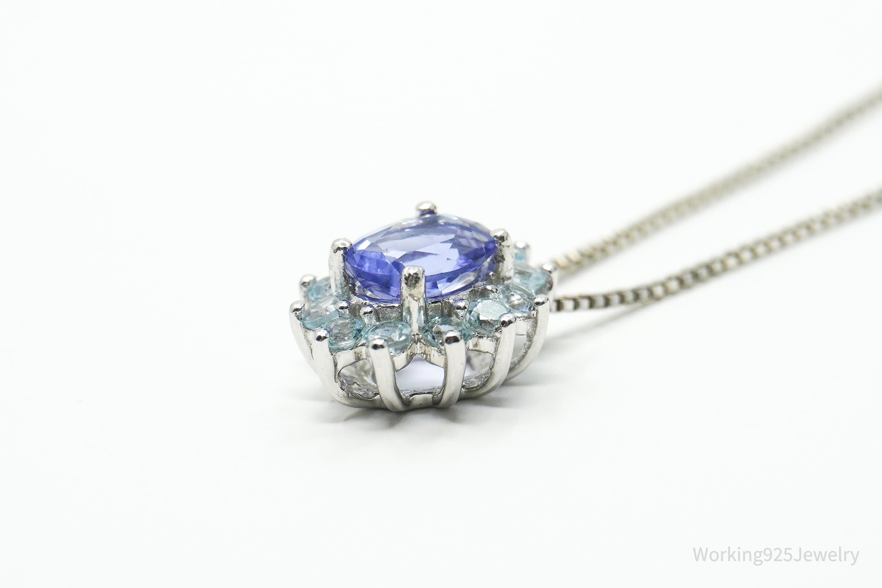 JTV's TGGC Created Tanzanite & Blue Topaz Sterling Silver Necklace 18"