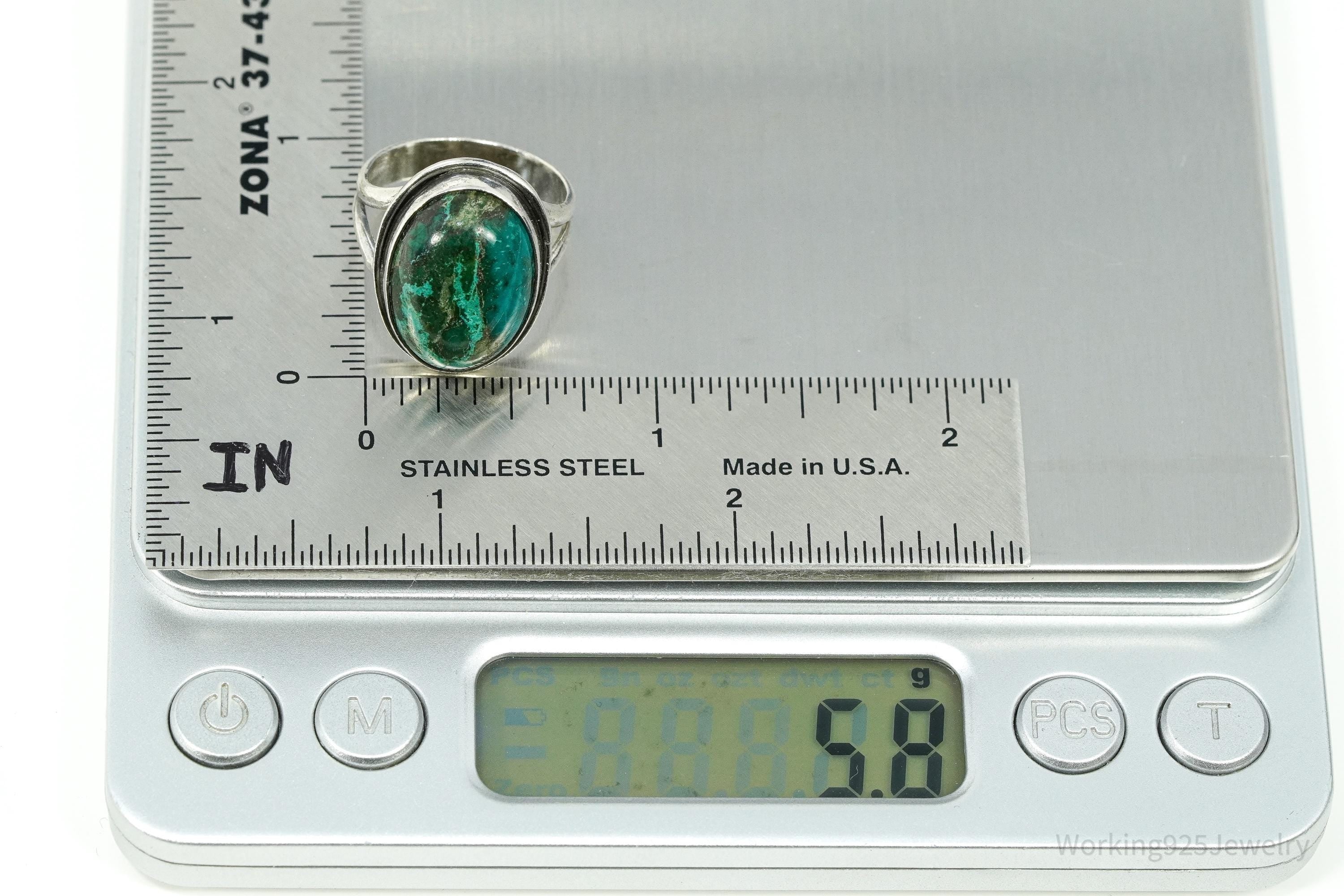 Vintage Chrysocolla Silver Ring - Size 7