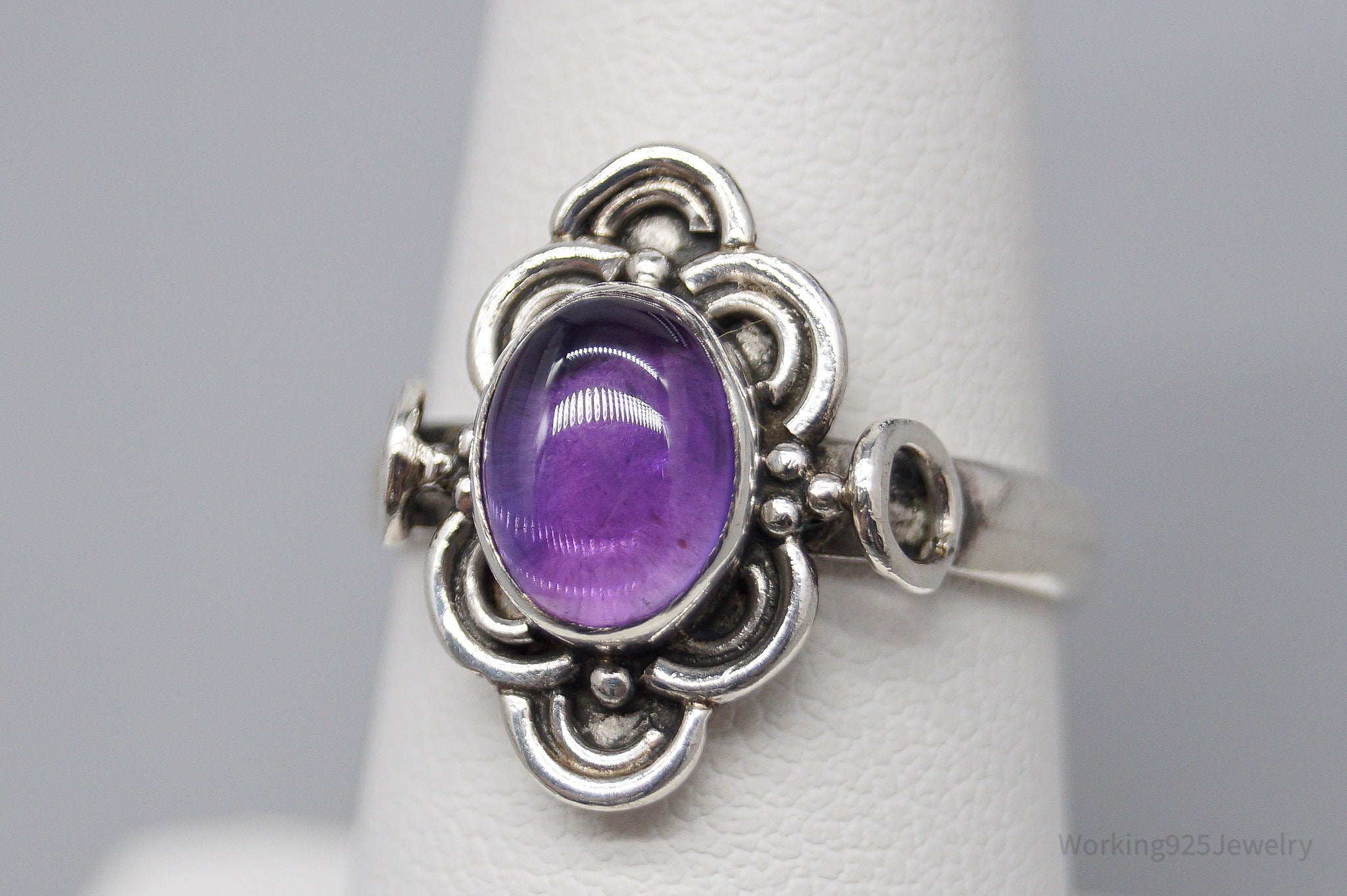 Vintage Amethyst Silver Ring - Size 6.5
