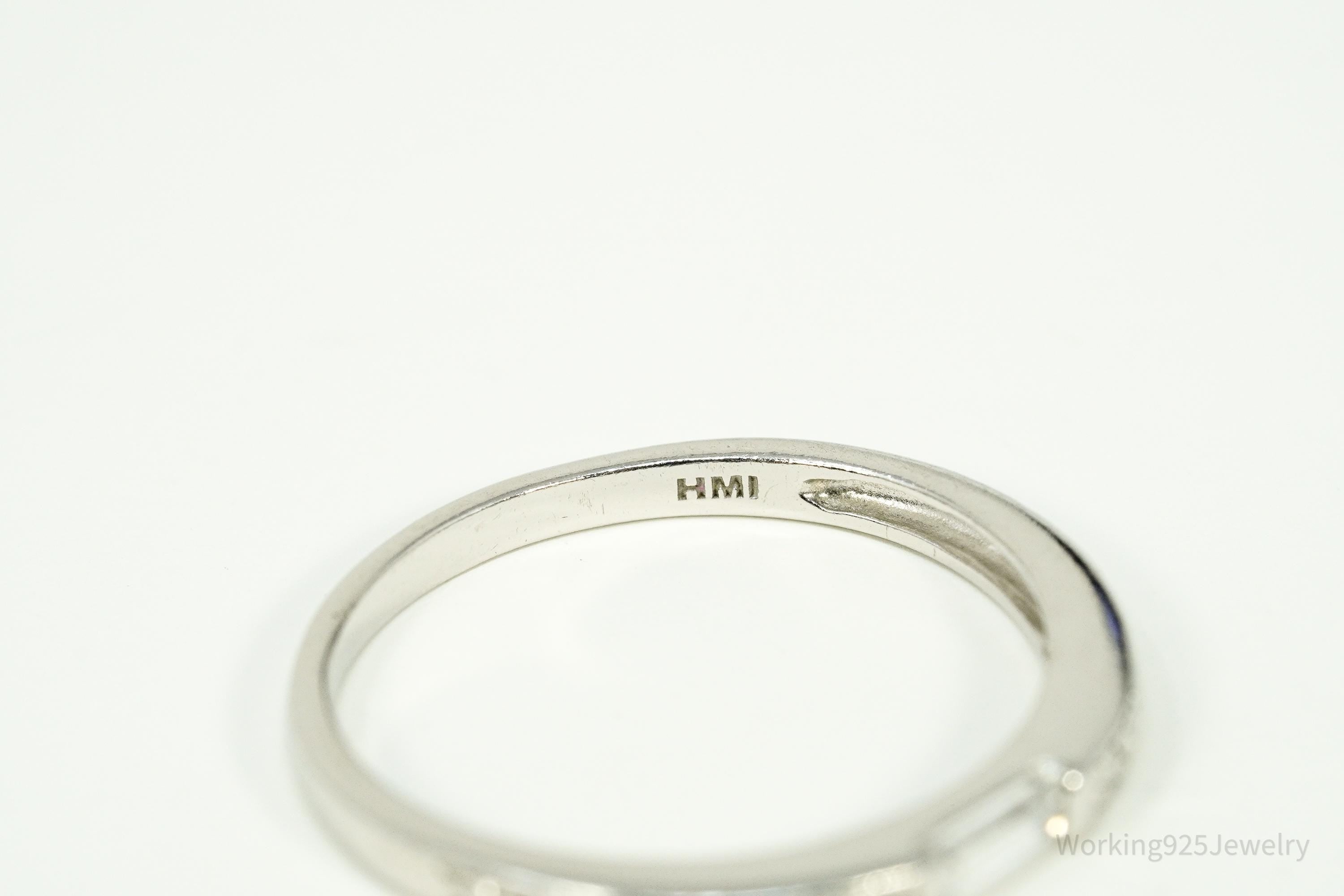 Vintage Cubic Zirconia Sterling Silver Band Ring - Size 9.25