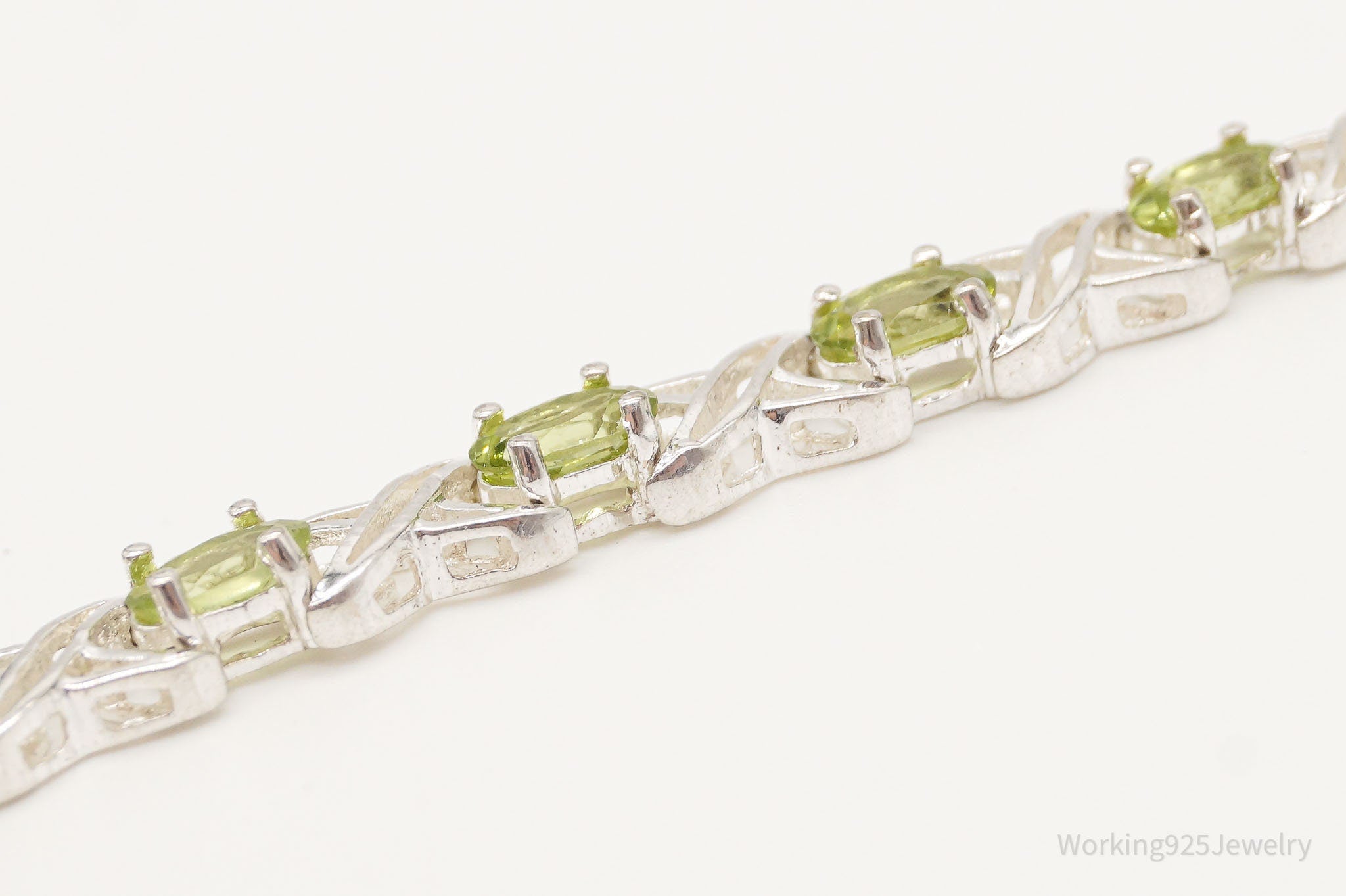 Vintage Peridot XOXO Sterling Silver Bracelet