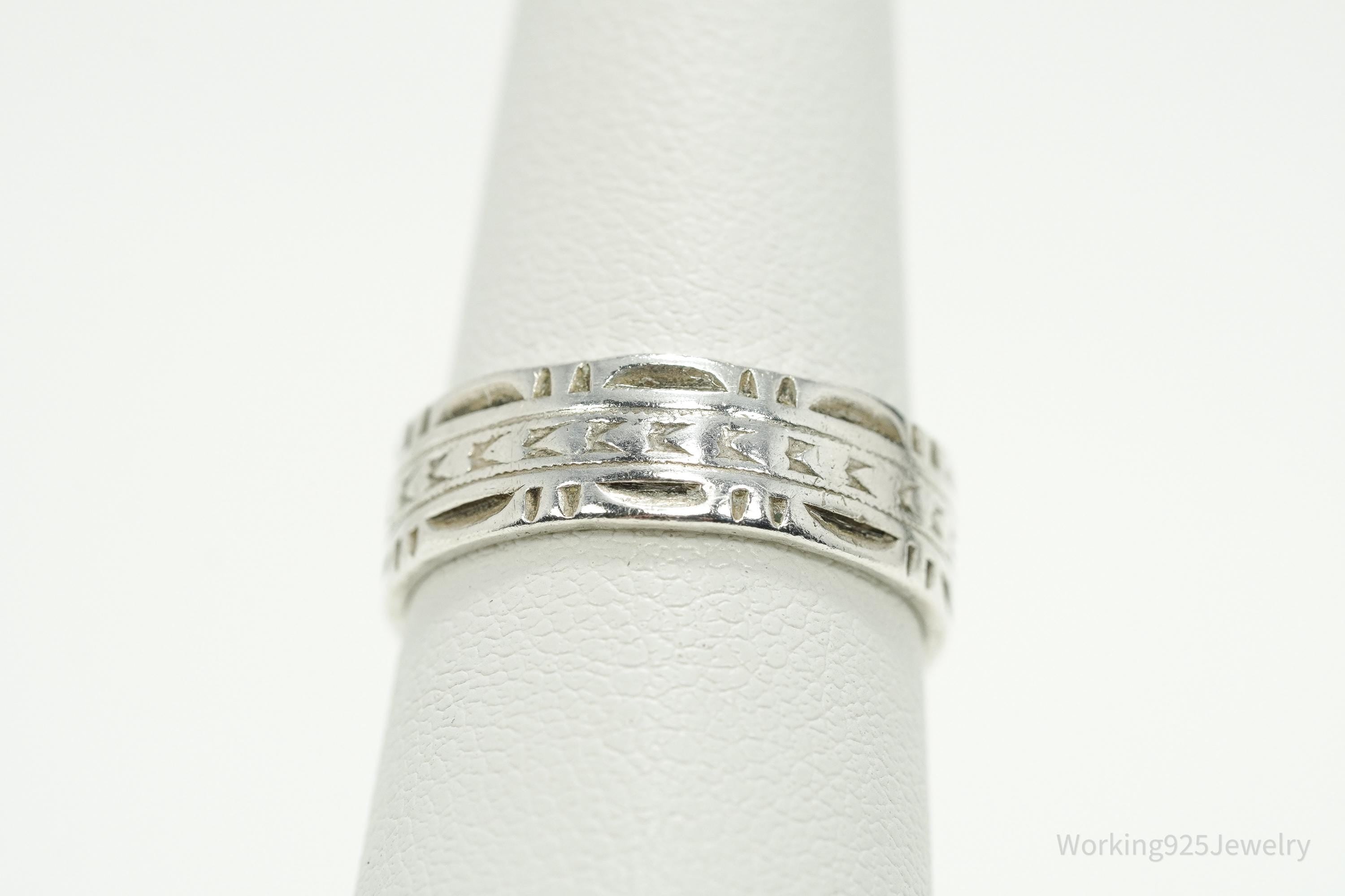 Antique VARGAS MFG. CO. Sterling Silver Band Ring - Size 6