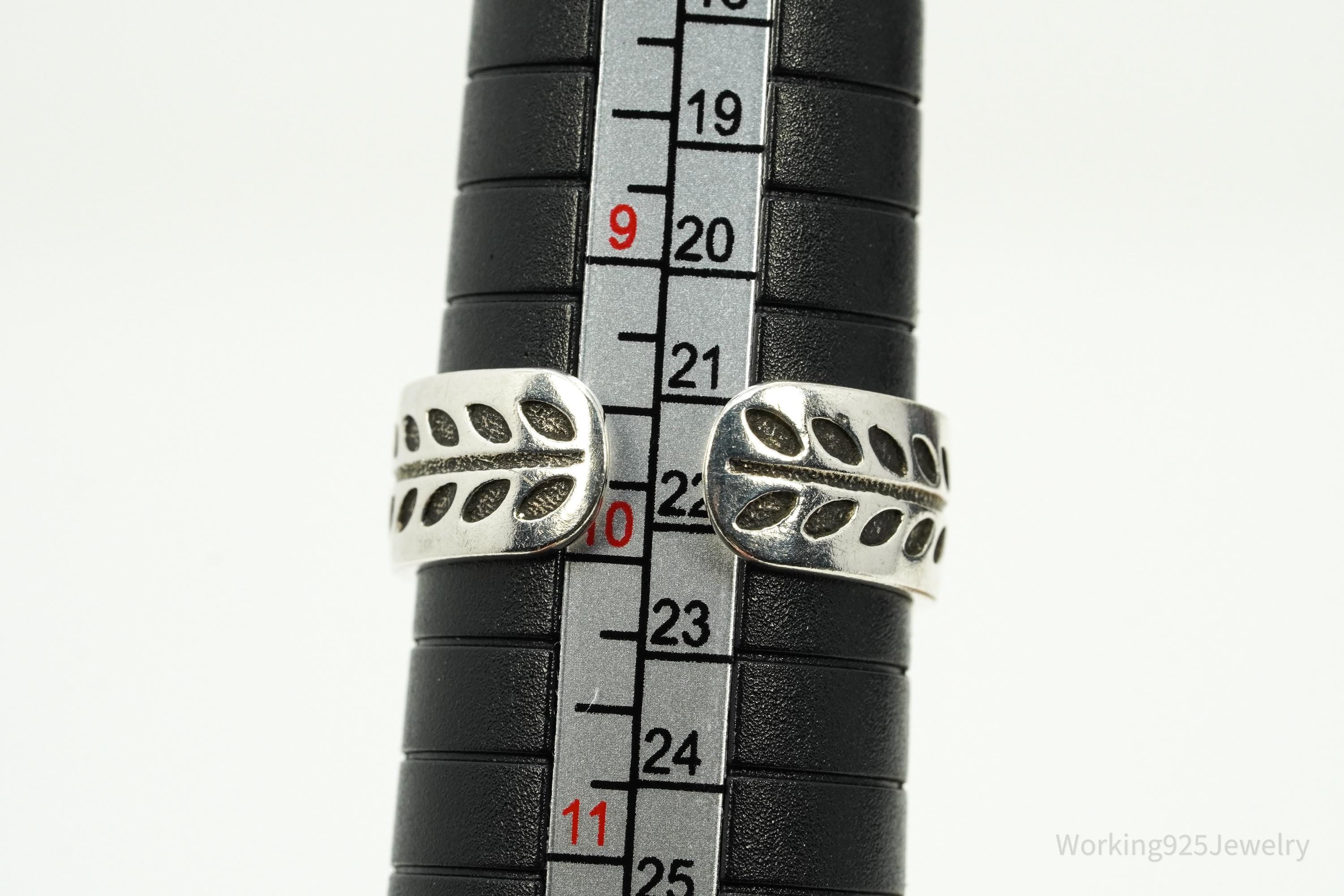 Vintage Leaf Vine Design Sterling Silver Band Ring - Size 10