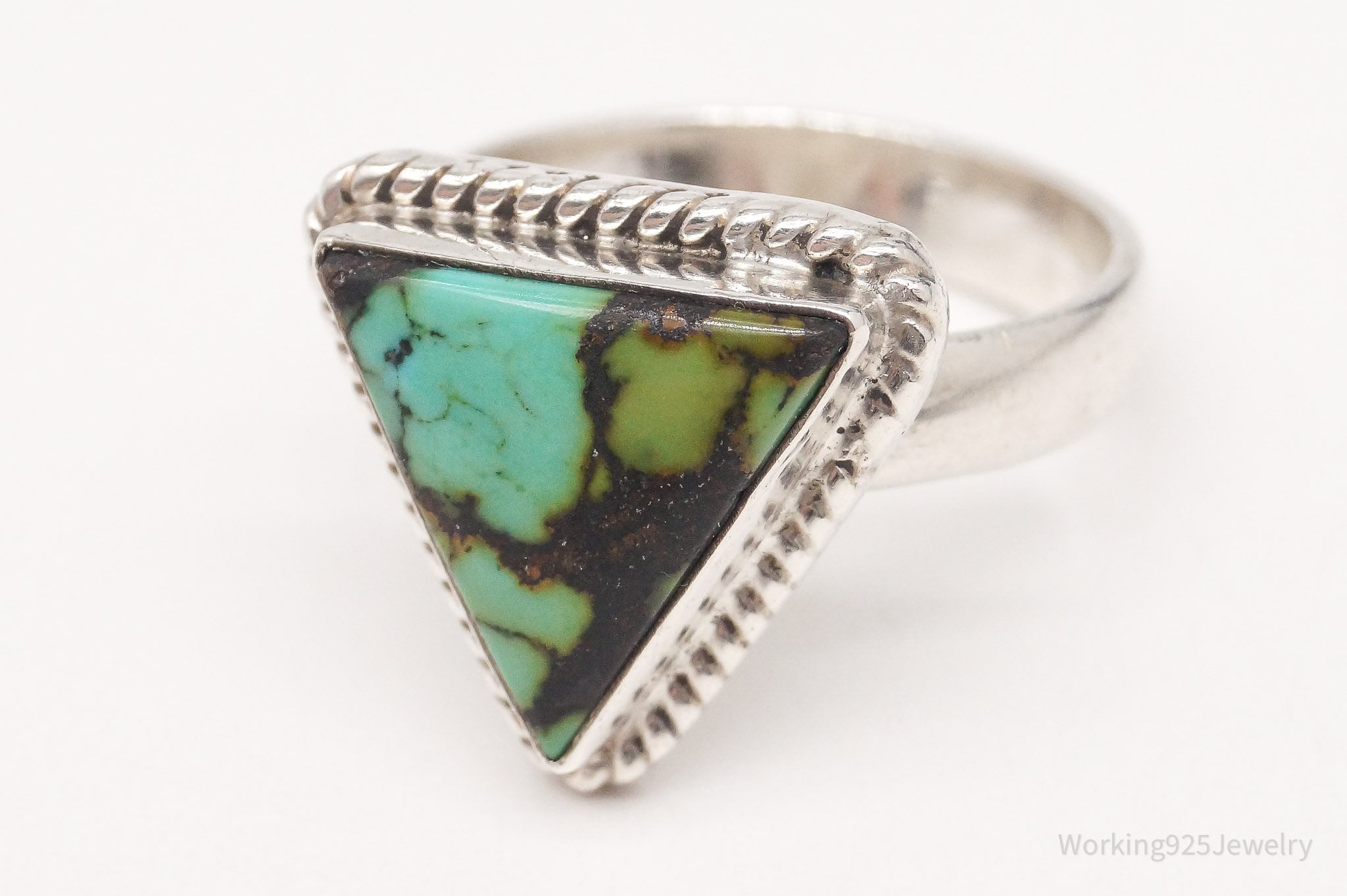 Vintage Native American Unsigned Turquoise Sterling Silver Ring - Size 8.75