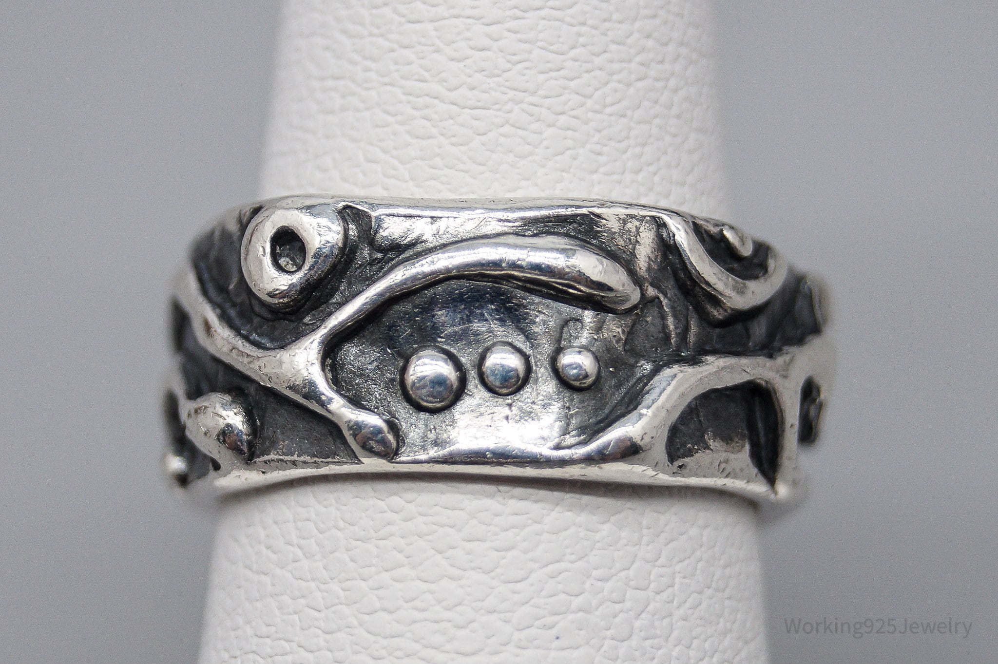 Vintage Brutalist Modernist Silver Ring - Size 5.75