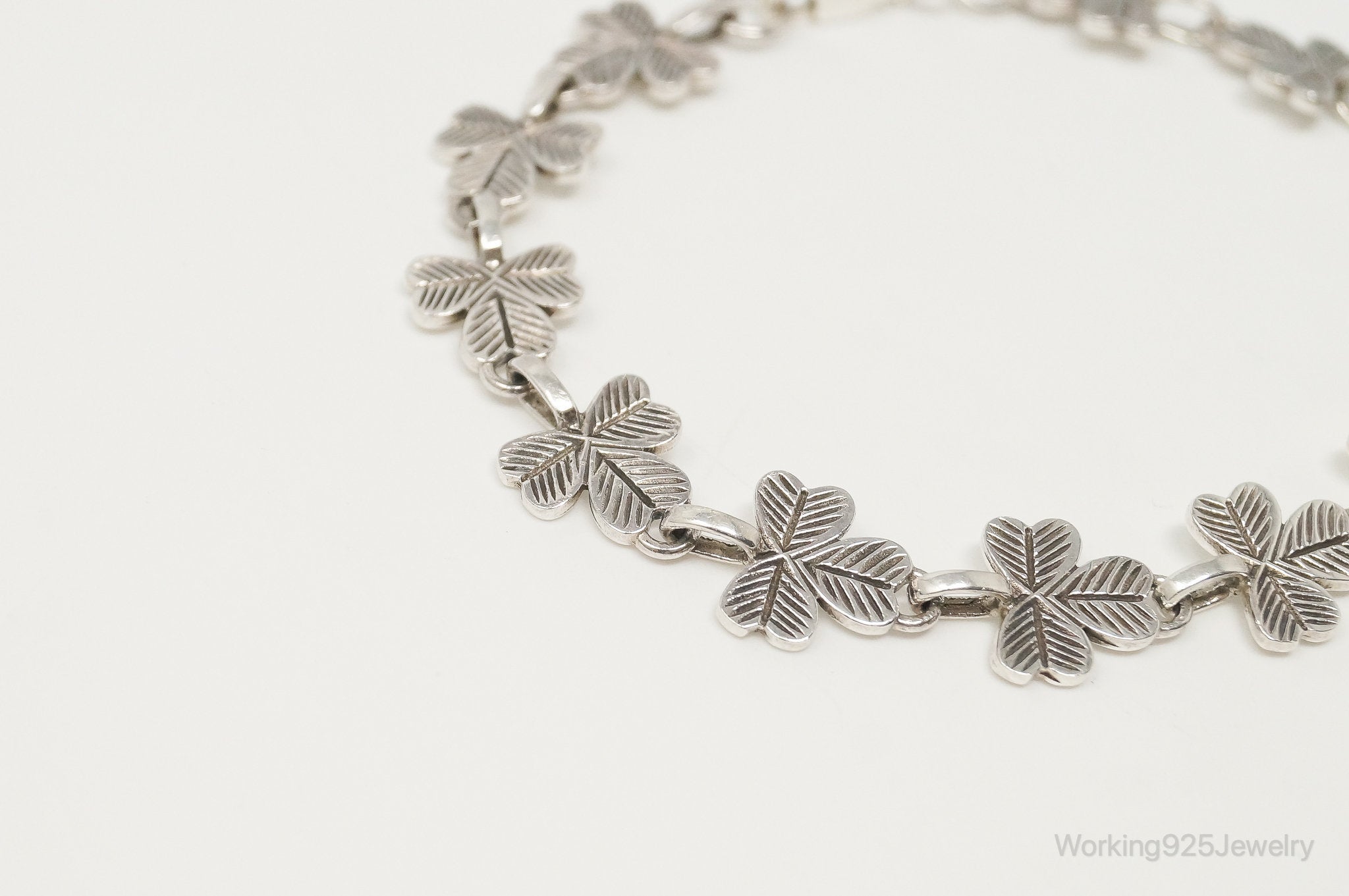 Vintage Three Leaf Clover Sterling Silver Bracelet