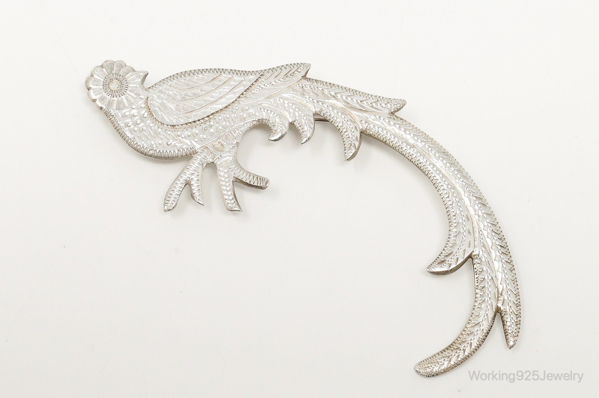 Vintage Large Bird Sterling Silver Pin Brooch